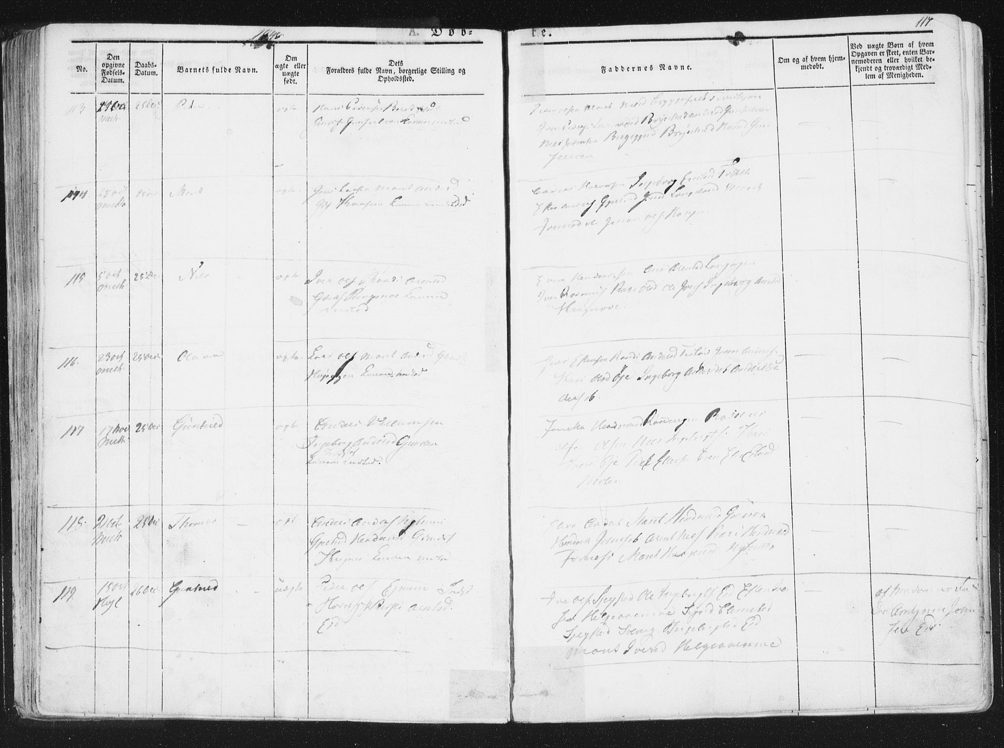 Ministerialprotokoller, klokkerbøker og fødselsregistre - Sør-Trøndelag, SAT/A-1456/691/L1074: Parish register (official) no. 691A06, 1842-1852, p. 117