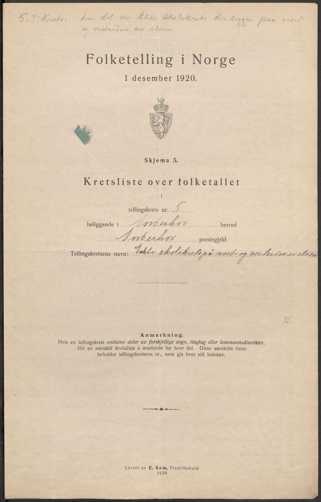 SAKO, 1920 census for Norderhov, 1920, p. 18