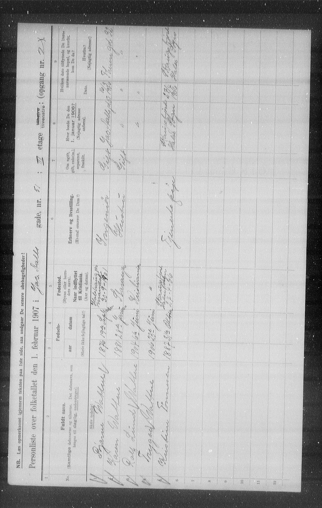 OBA, Municipal Census 1907 for Kristiania, 1907, p. 23234