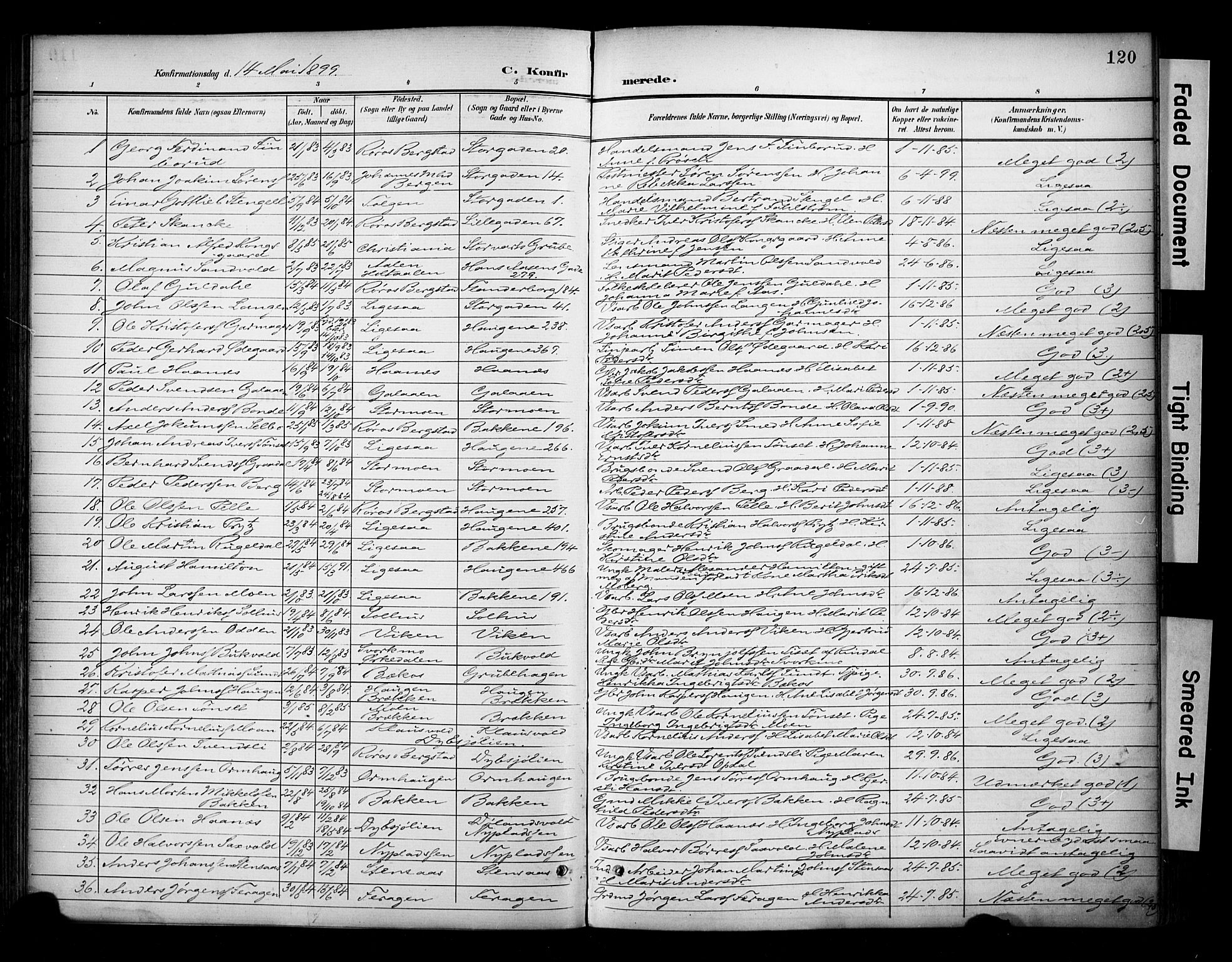 Ministerialprotokoller, klokkerbøker og fødselsregistre - Sør-Trøndelag, AV/SAT-A-1456/681/L0936: Parish register (official) no. 681A14, 1899-1908, p. 120