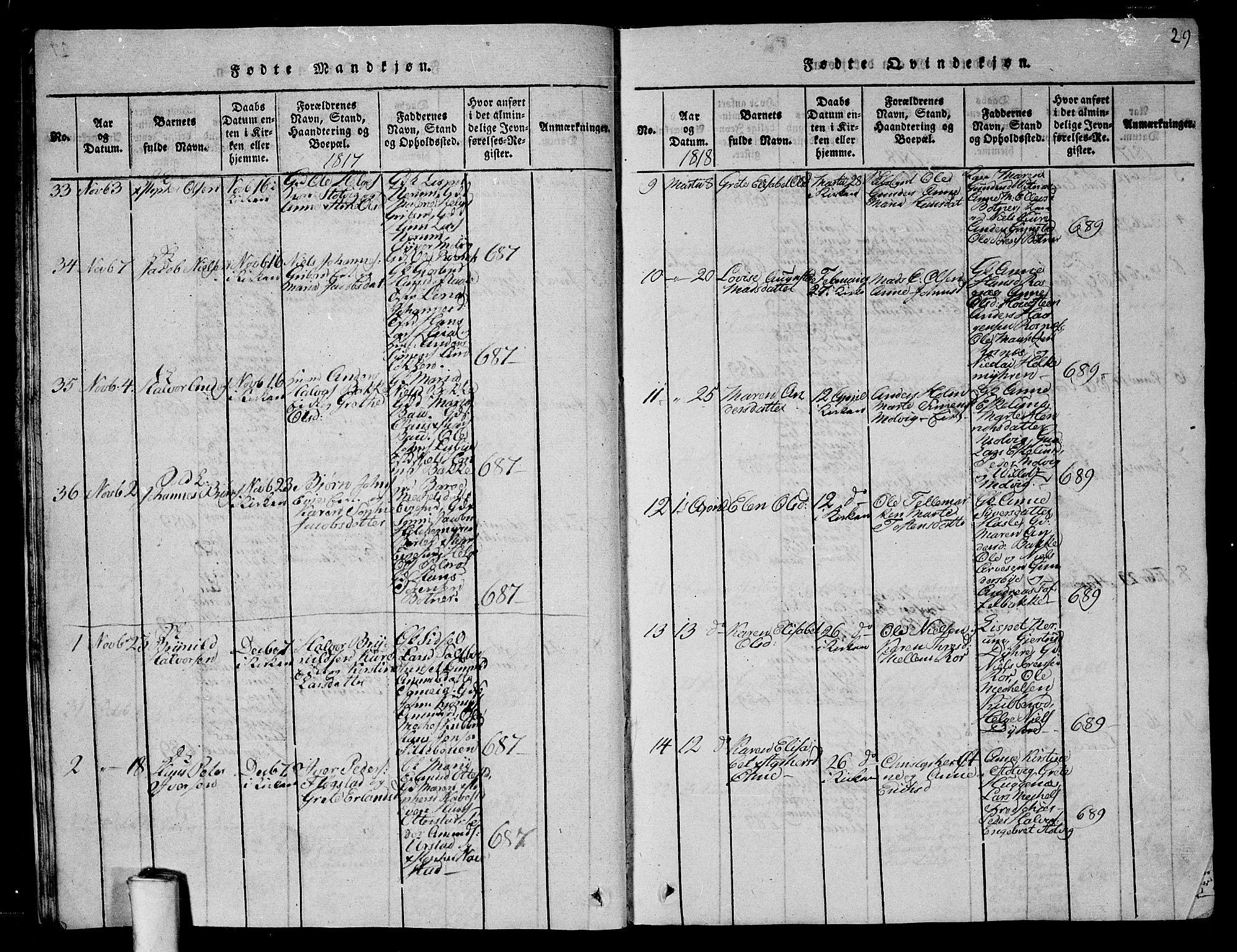 Rygge prestekontor Kirkebøker, SAO/A-10084b/G/Ga/L0001: Parish register (copy) no. 1, 1814-1871, p. 28-29