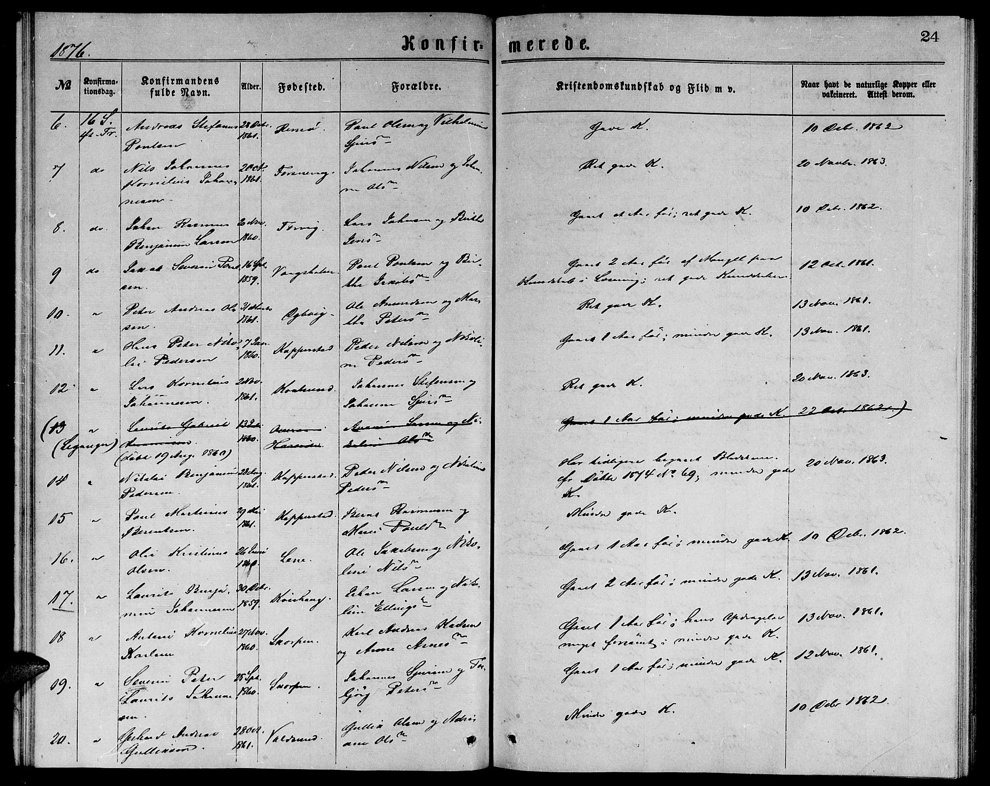 Ministerialprotokoller, klokkerbøker og fødselsregistre - Møre og Romsdal, SAT/A-1454/507/L0072: Parish register (official) no. 507A07, 1869-1878, p. 24