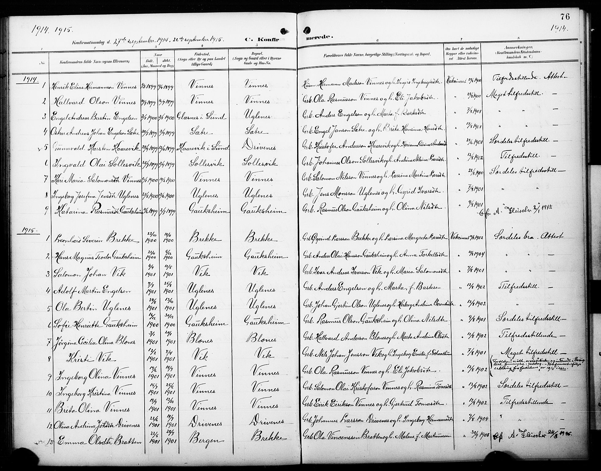 Fitjar sokneprestembete, SAB/A-99926: Parish register (copy) no. C 1, 1900-1928, p. 76