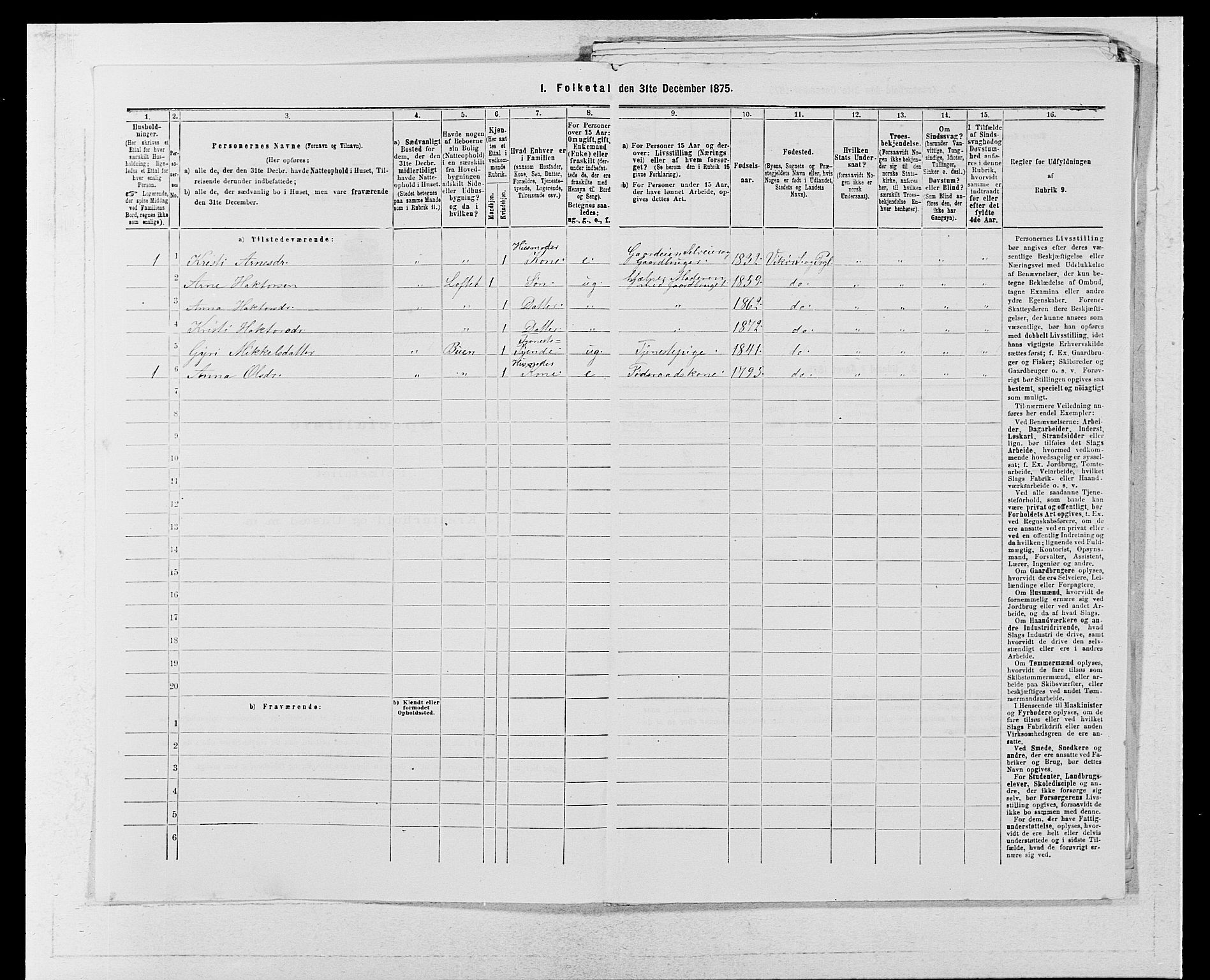 SAB, 1875 census for 1238P Vikør, 1875, p. 344