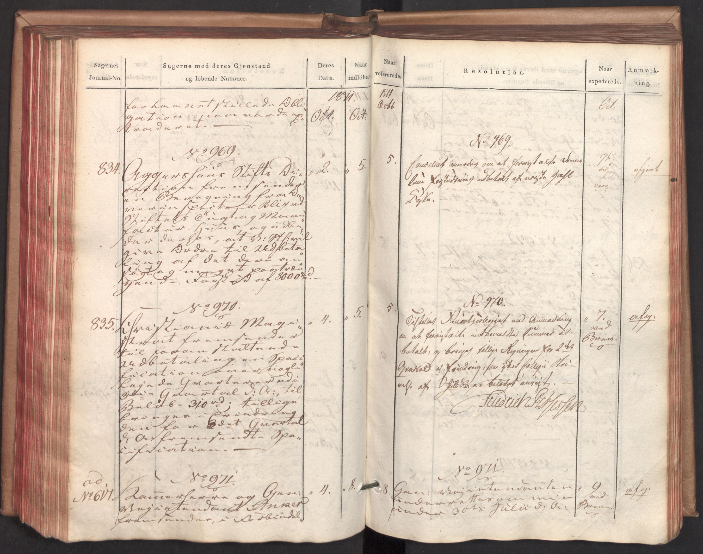 Stattholderembetet 1810-1814, 2. kontor (Kontor B), AV/RA-EA-5432/Ab/L0002: Referatprotokoll,  j.nr. 291-1001,  l.nr. 348-1179, 1811, p. 219