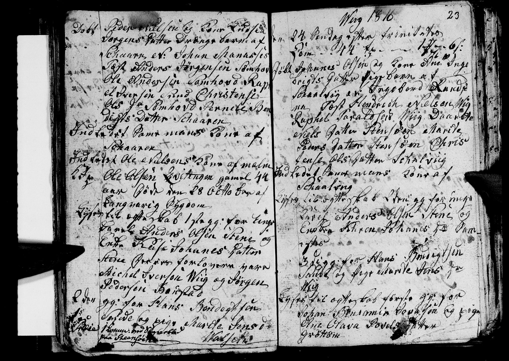 Ministerialprotokoller, klokkerbøker og fødselsregistre - Nordland, SAT/A-1459/812/L0185: Parish register (copy) no. 812C03, 1815-1837, p. 23