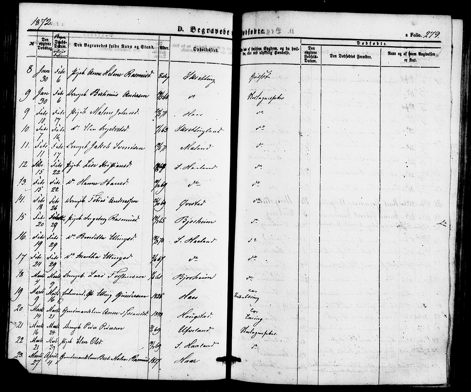 Hå sokneprestkontor, AV/SAST-A-101801/001/30BA/L0009: Parish register (official) no. A 8, 1855-1878, p. 279