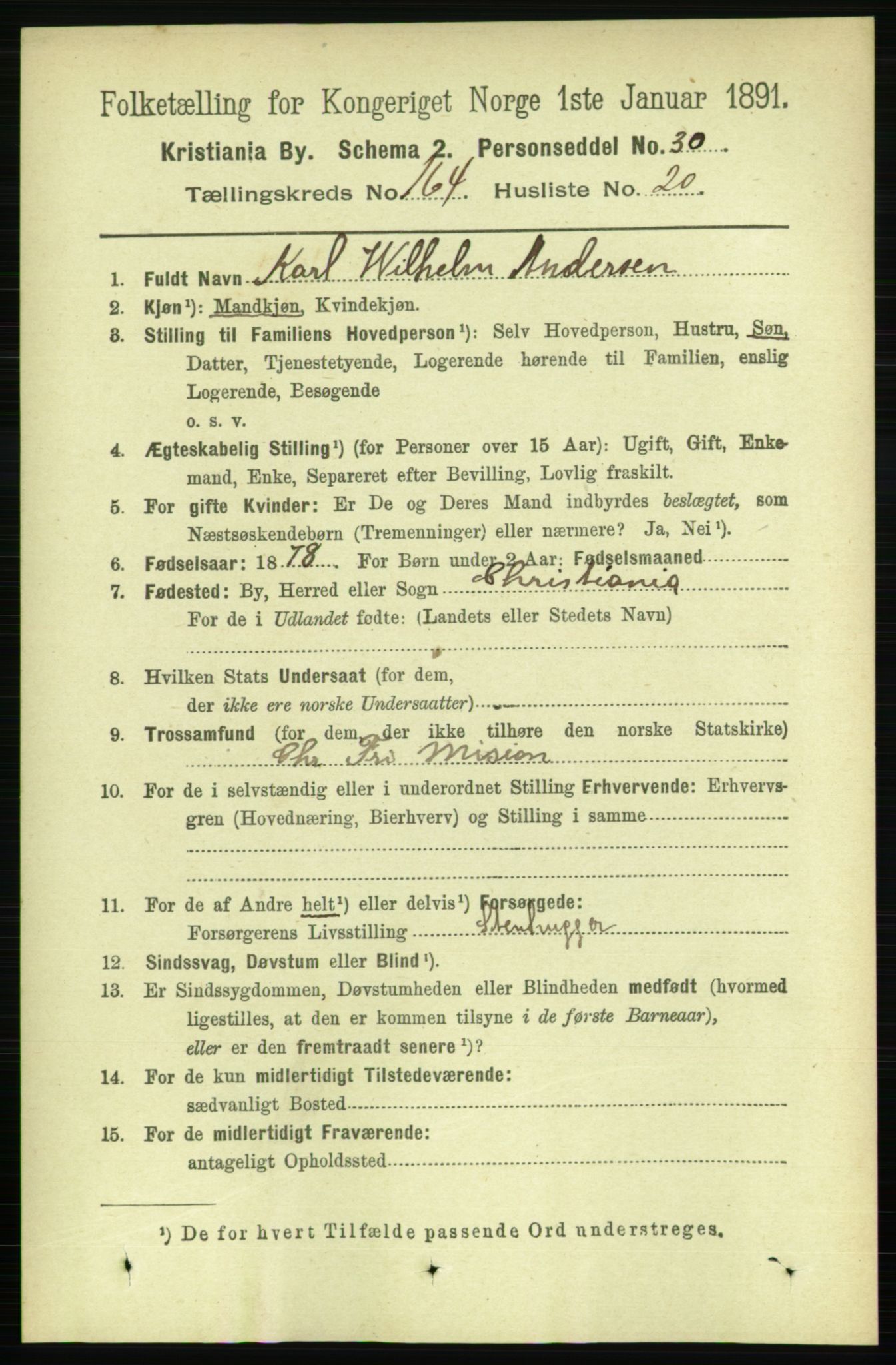 RA, 1891 census for 0301 Kristiania, 1891, p. 94870