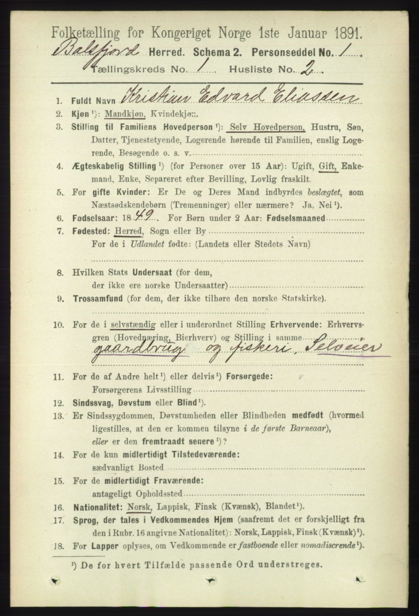 RA, 1891 census for 1933 Balsfjord, 1891, p. 81