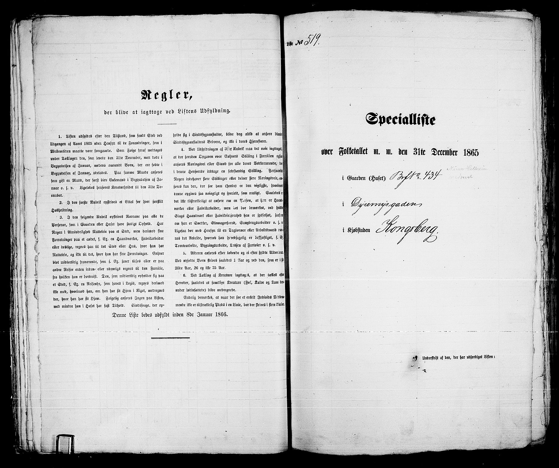 RA, 1865 census for Kongsberg/Kongsberg, 1865, p. 1054