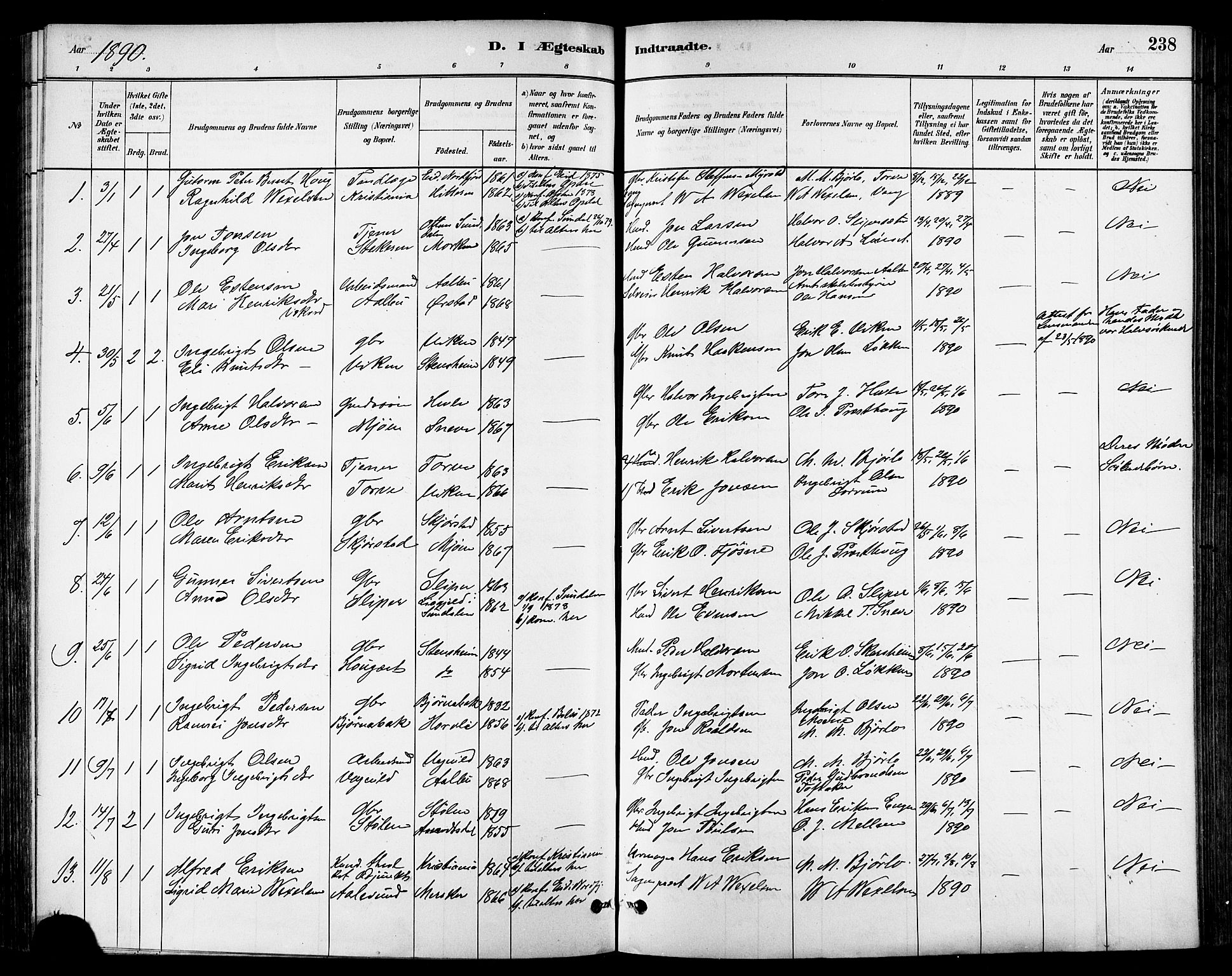 Ministerialprotokoller, klokkerbøker og fødselsregistre - Sør-Trøndelag, SAT/A-1456/678/L0901: Parish register (official) no. 678A10, 1881-1894, p. 238
