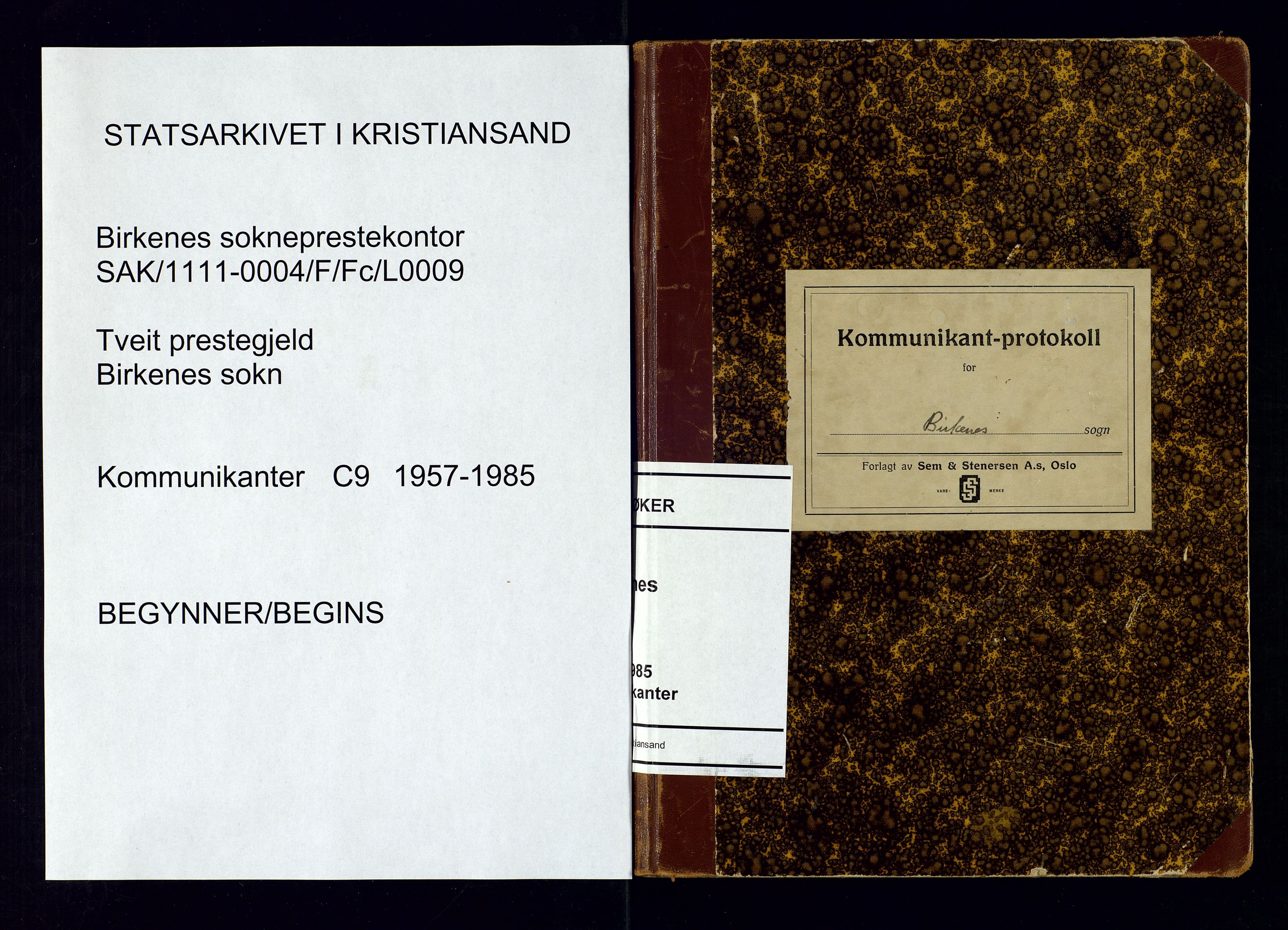 Birkenes sokneprestkontor, AV/SAK-1111-0004/F/Fc/L0009: Communicants register no. C-9, 1957-1985