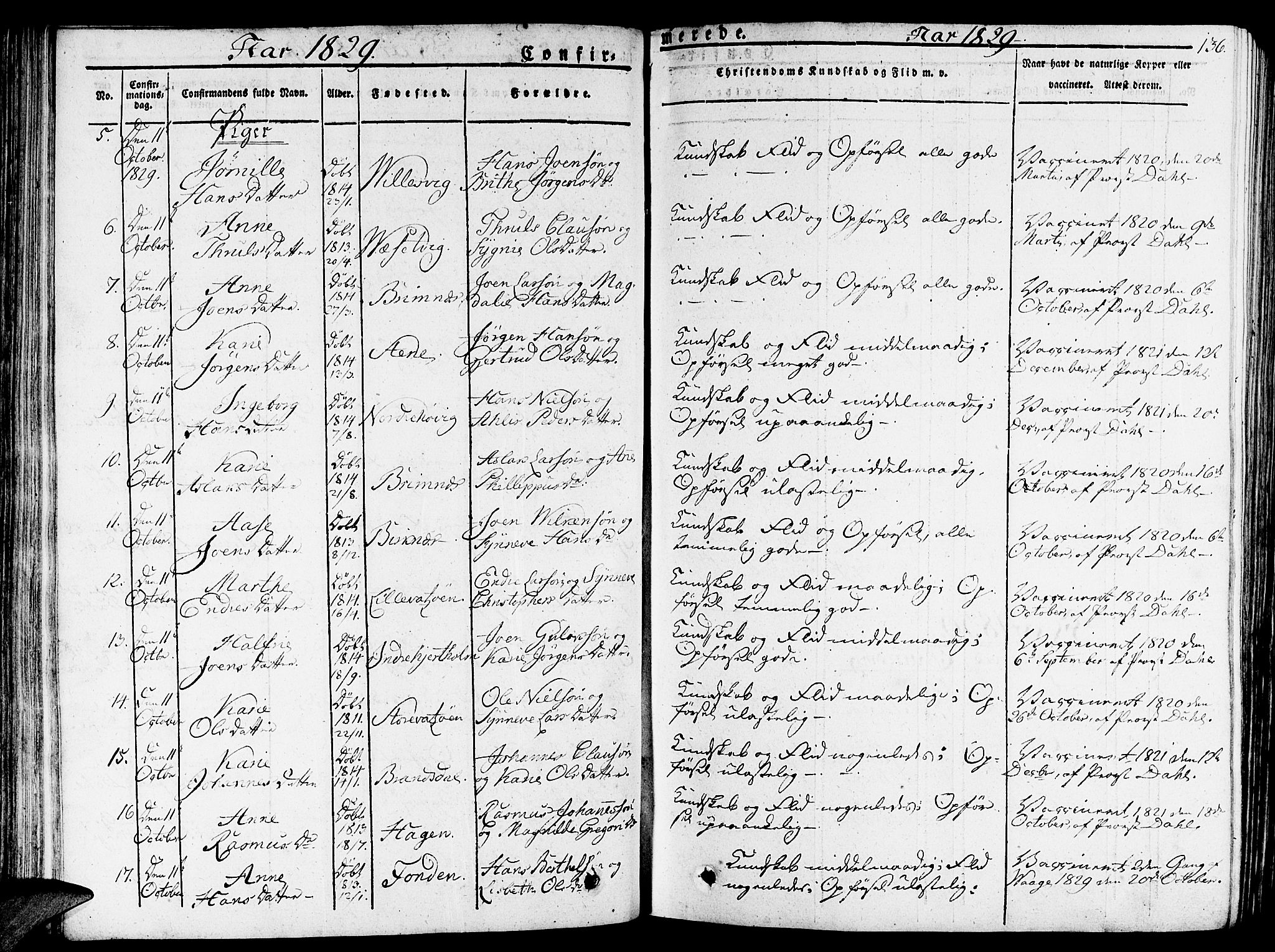 Gulen sokneprestembete, AV/SAB-A-80201/H/Haa/Haaa/L0019: Parish register (official) no. A 19, 1826-1836, p. 136