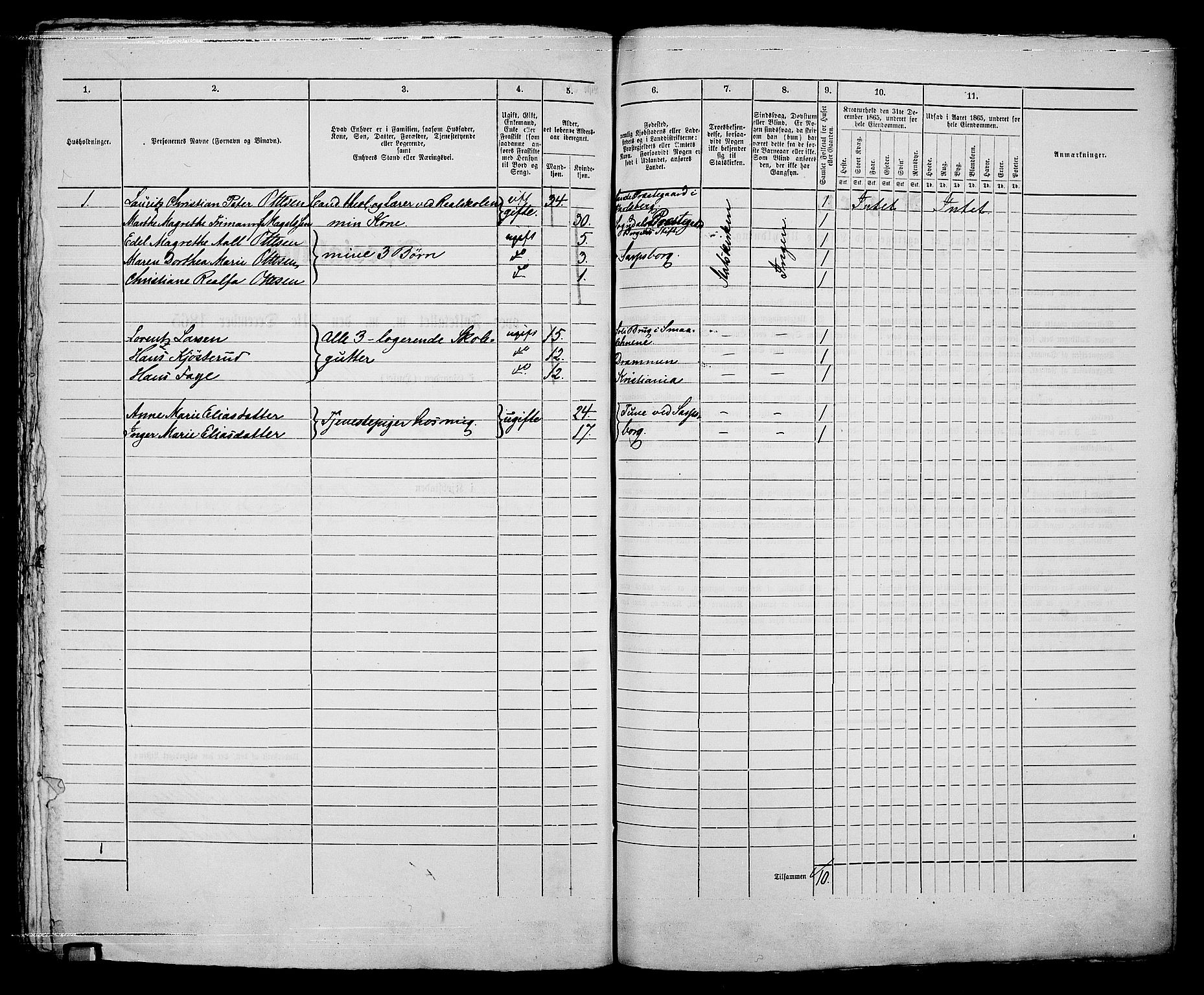 RA, 1865 census for Sarpsborg, 1865, p. 384