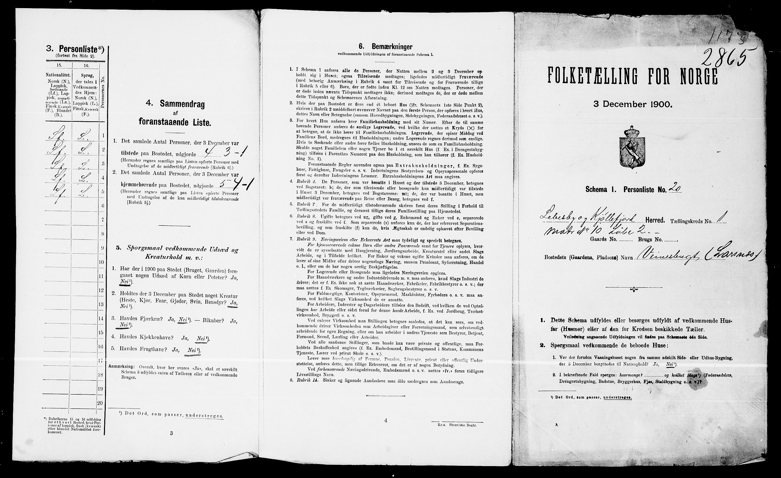 SATØ, 1900 census for Lebesby, 1900, p. 24