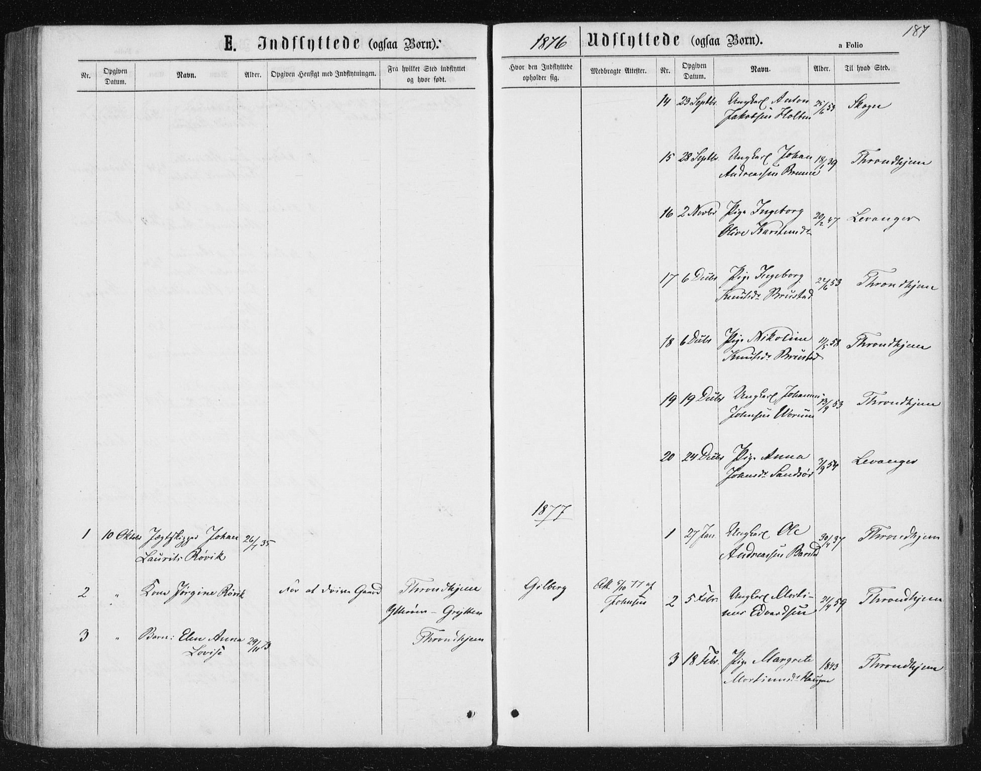 Ministerialprotokoller, klokkerbøker og fødselsregistre - Nord-Trøndelag, SAT/A-1458/722/L0219: Parish register (official) no. 722A06, 1868-1880, p. 187
