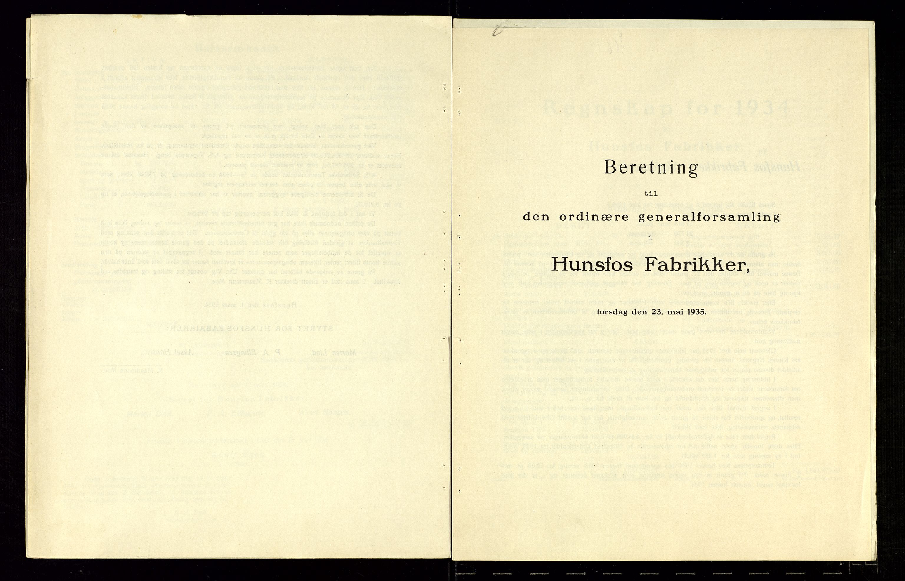 Hunsfos fabrikker, AV/SAK-D/1440/01/L0001/0003: Vedtekter, anmeldelser og årsberetninger / Årsberetninger og regnskap, 1918-1989, p. 69