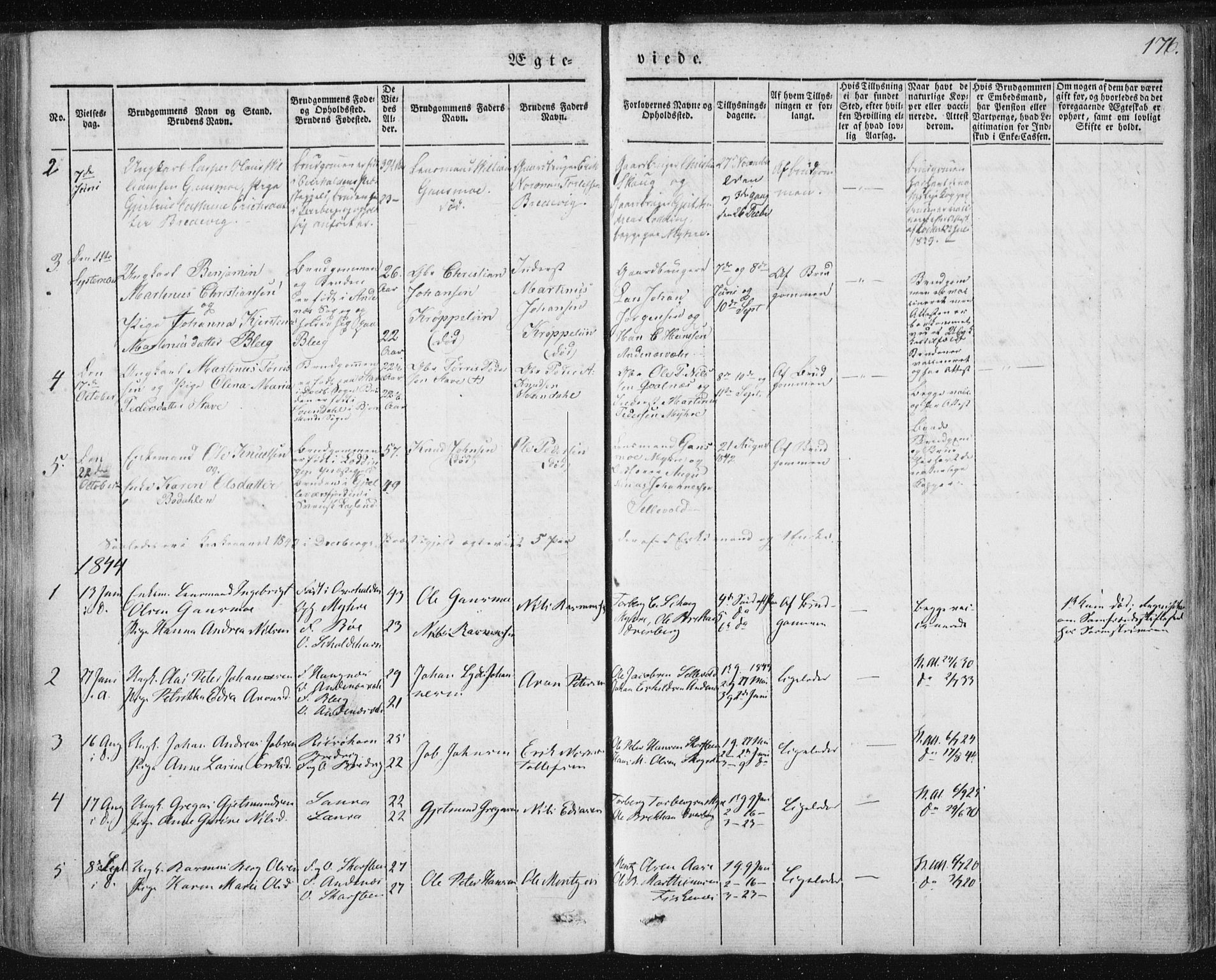 Ministerialprotokoller, klokkerbøker og fødselsregistre - Nordland, SAT/A-1459/897/L1396: Parish register (official) no. 897A04, 1842-1866, p. 176