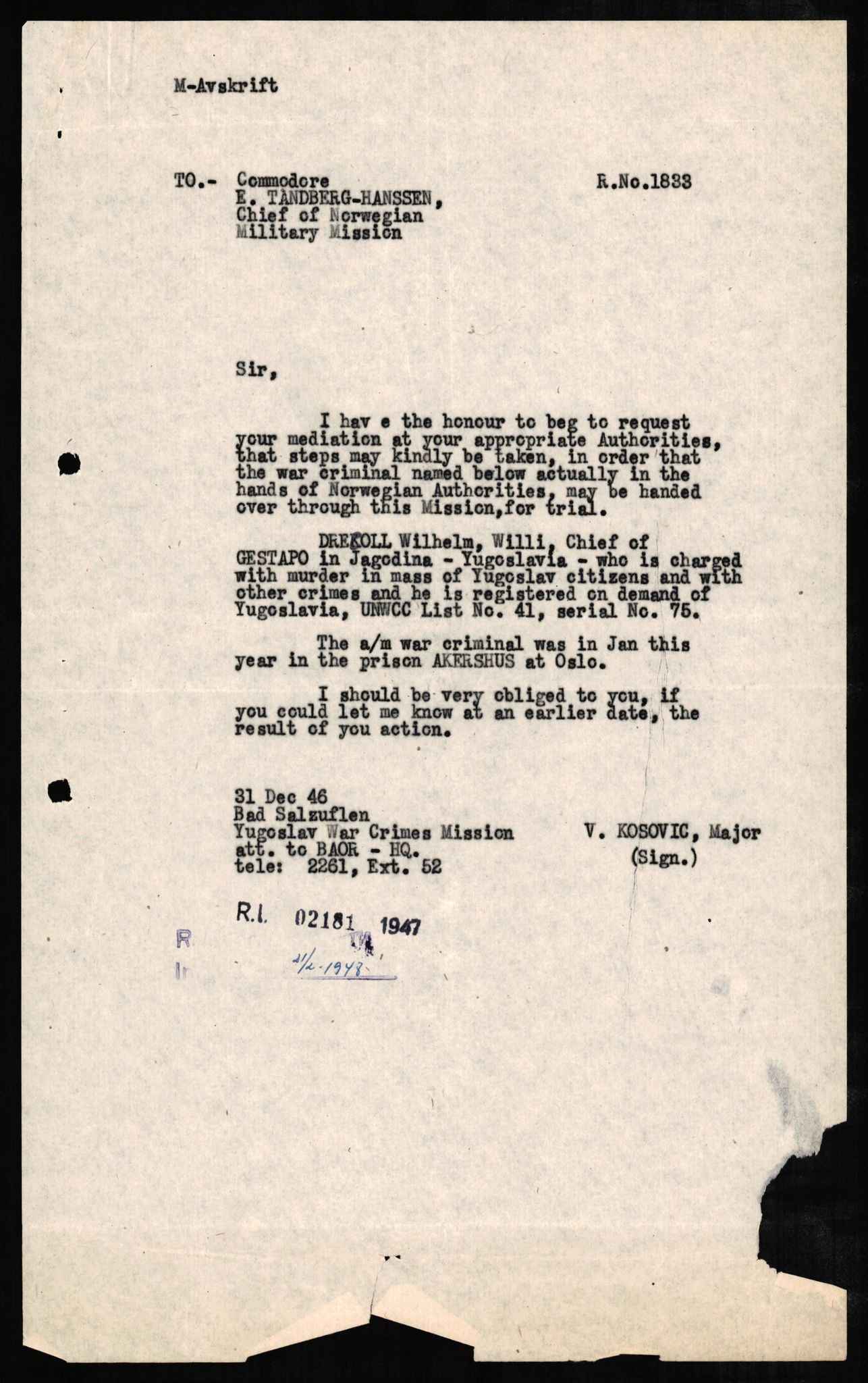 Forsvaret, Forsvarets overkommando II, AV/RA-RAFA-3915/D/Db/L0006: CI Questionaires. Tyske okkupasjonsstyrker i Norge. Tyskere., 1945-1946, p. 197