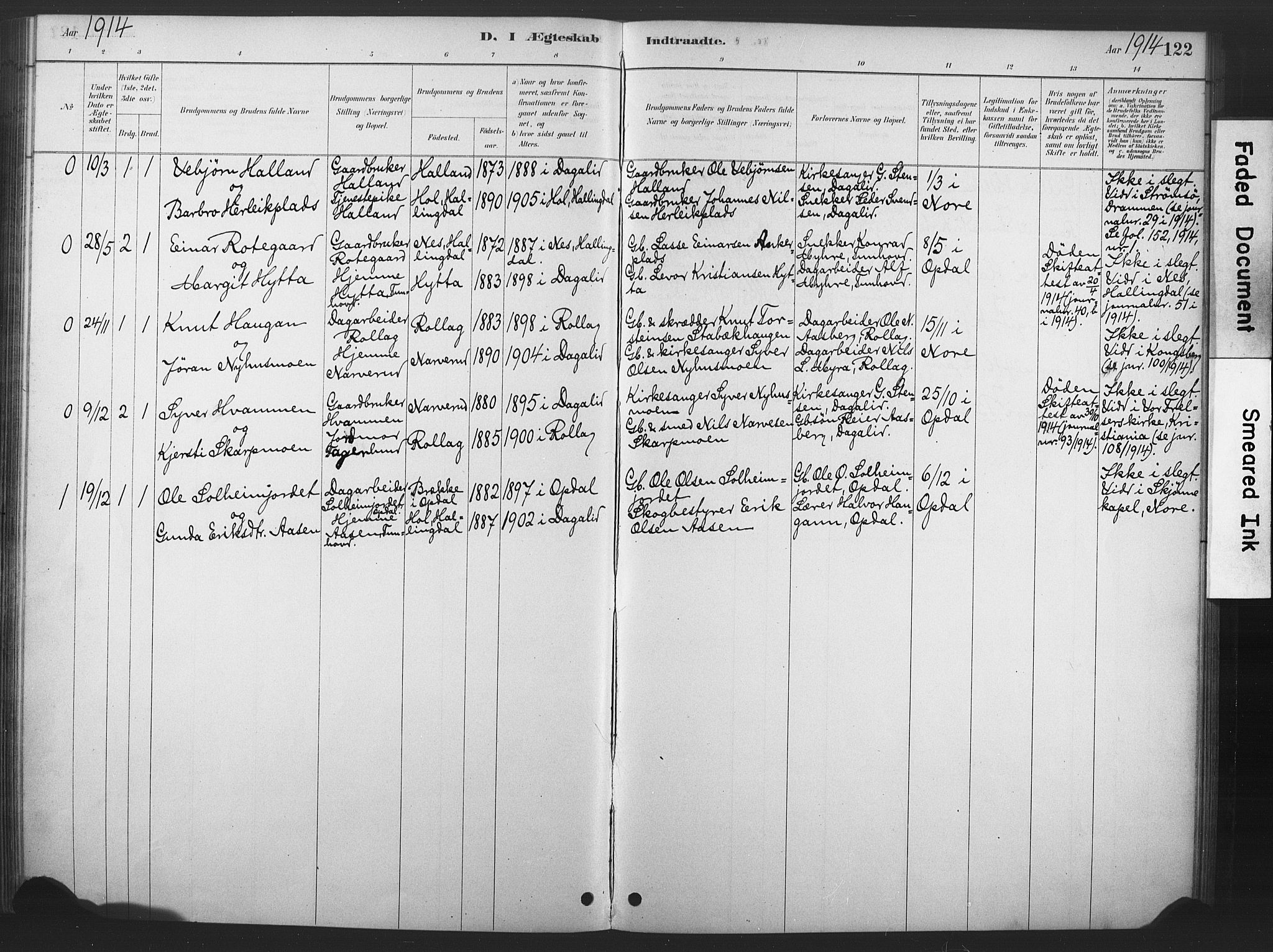 Nore kirkebøker, SAKO/A-238/F/Fd/L0001: Parish register (official) no. IV 1, 1878-1918, p. 122
