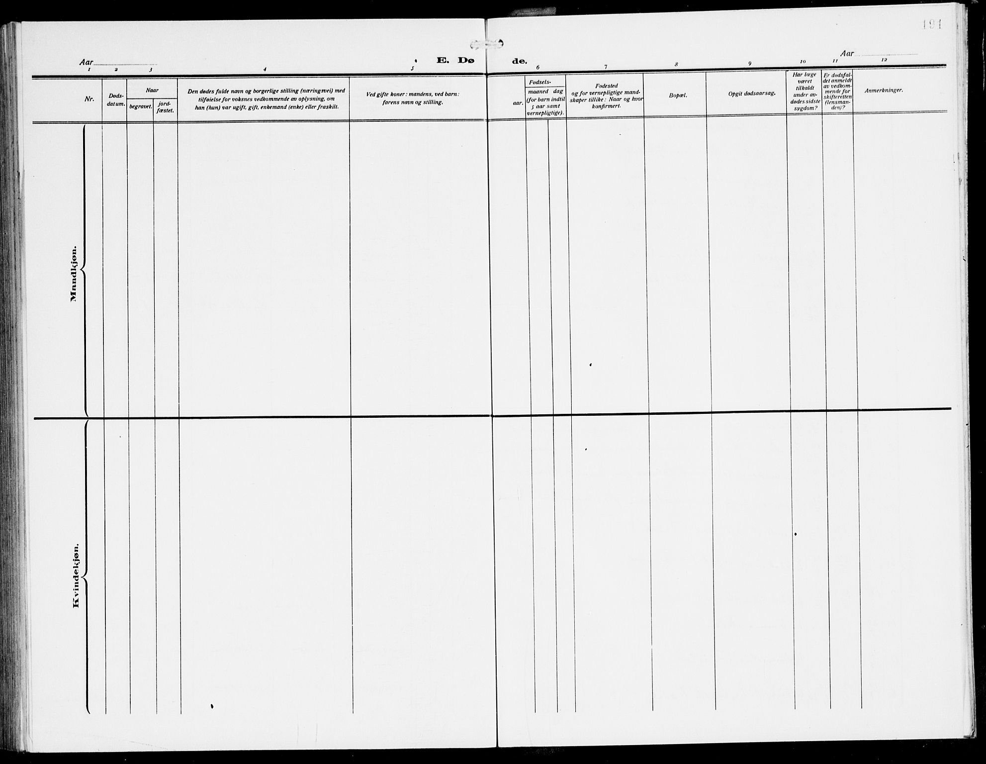 Lavik sokneprestembete, SAB/A-80901: Parish register (copy) no. A 3, 1911-1942, p. 191