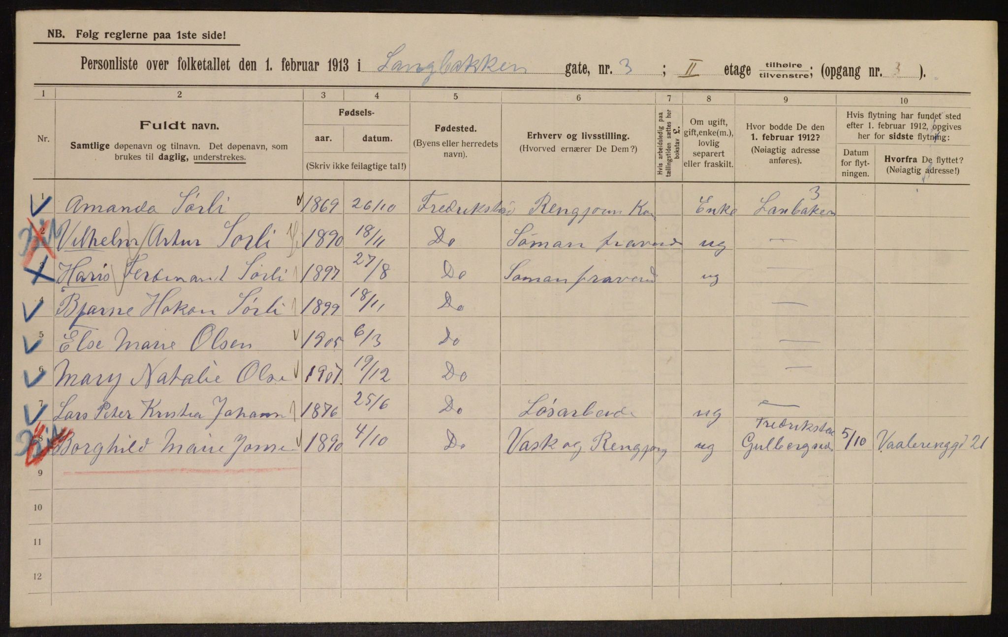 OBA, Municipal Census 1913 for Kristiania, 1913, p. 56039