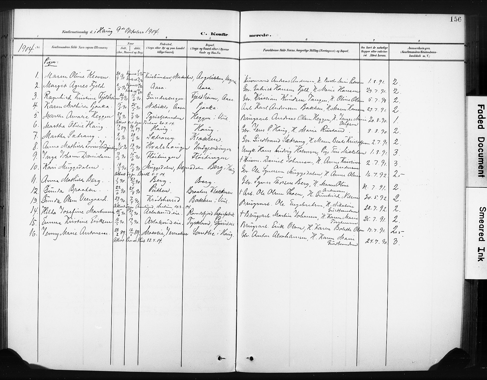 Hønefoss kirkebøker, AV/SAKO-A-609/F/Fa/L0003: Parish register (official) no. 3, 1900-1913, p. 156