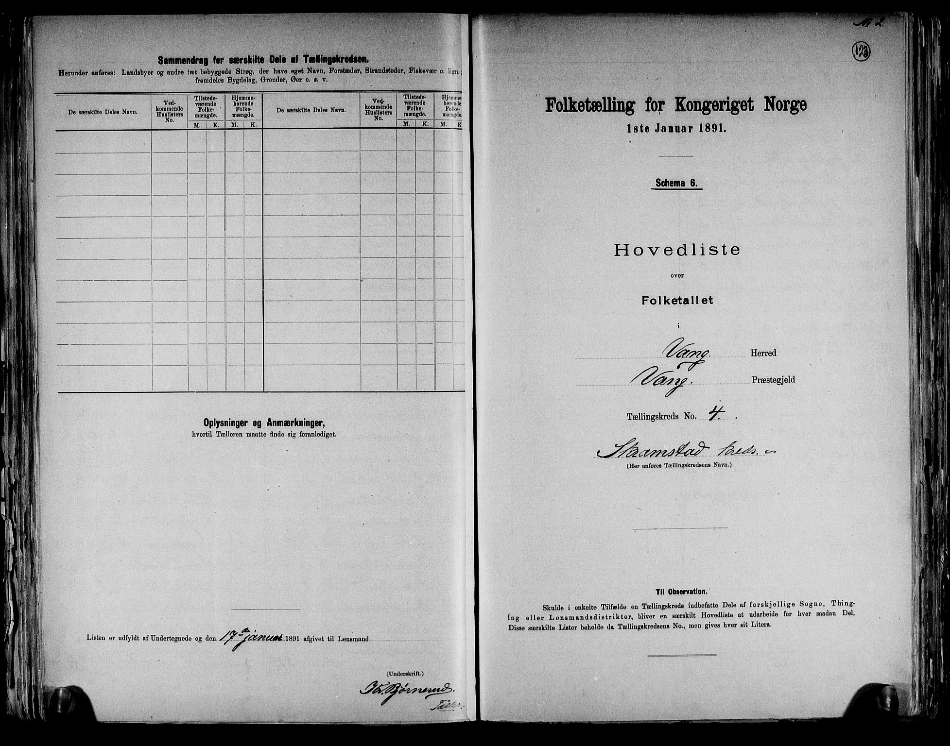 RA, 1891 census for 0414 Vang, 1891, p. 19