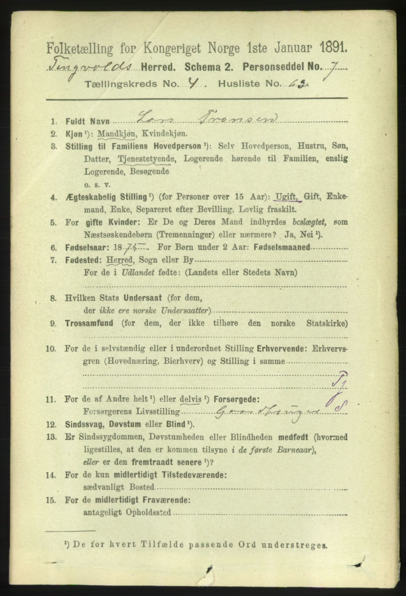 RA, 1891 census for 1560 Tingvoll, 1891, p. 2001