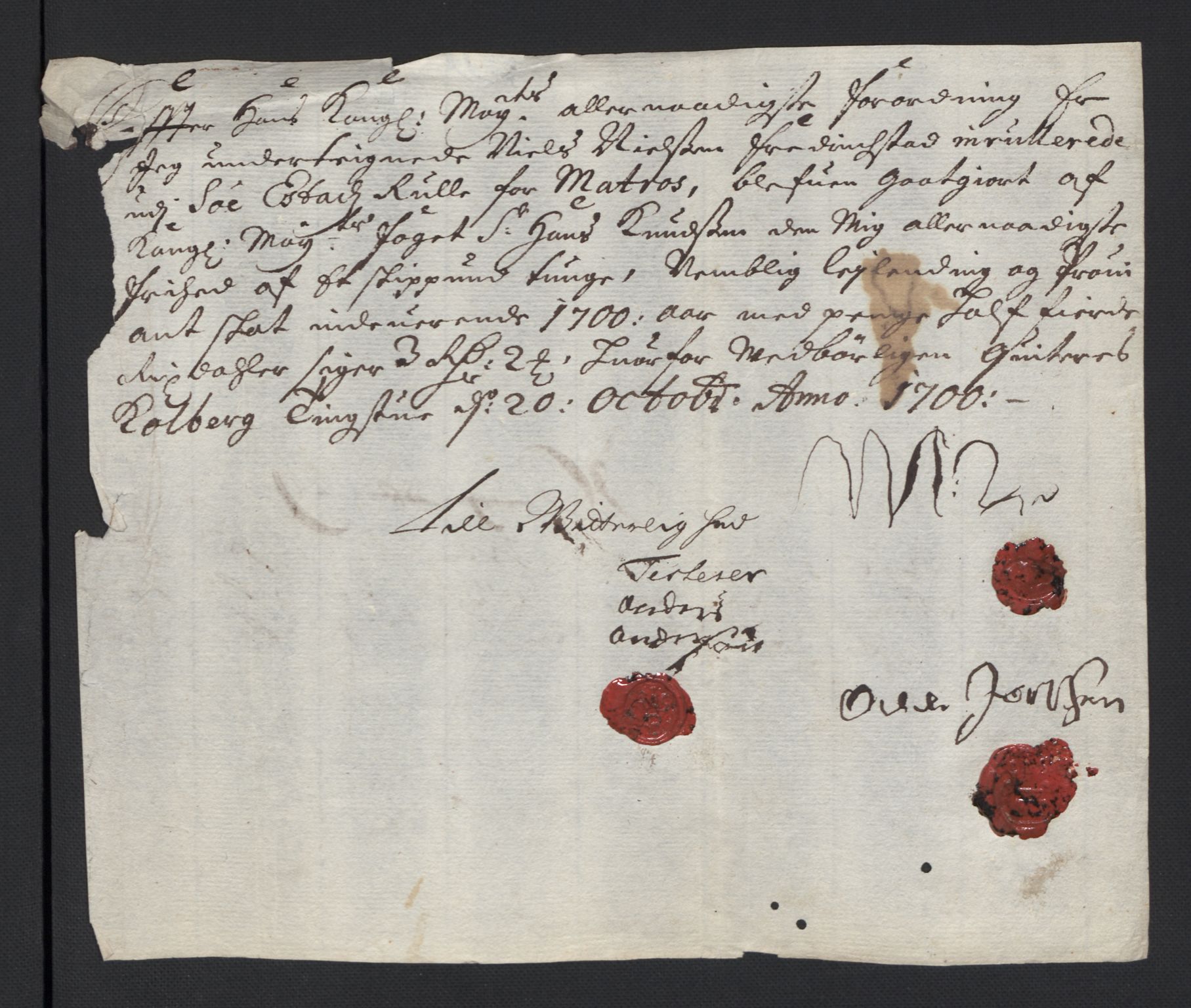 Rentekammeret inntil 1814, Reviderte regnskaper, Fogderegnskap, AV/RA-EA-4092/R04/L0129: Fogderegnskap Moss, Onsøy, Tune, Veme og Åbygge, 1700, p. 468