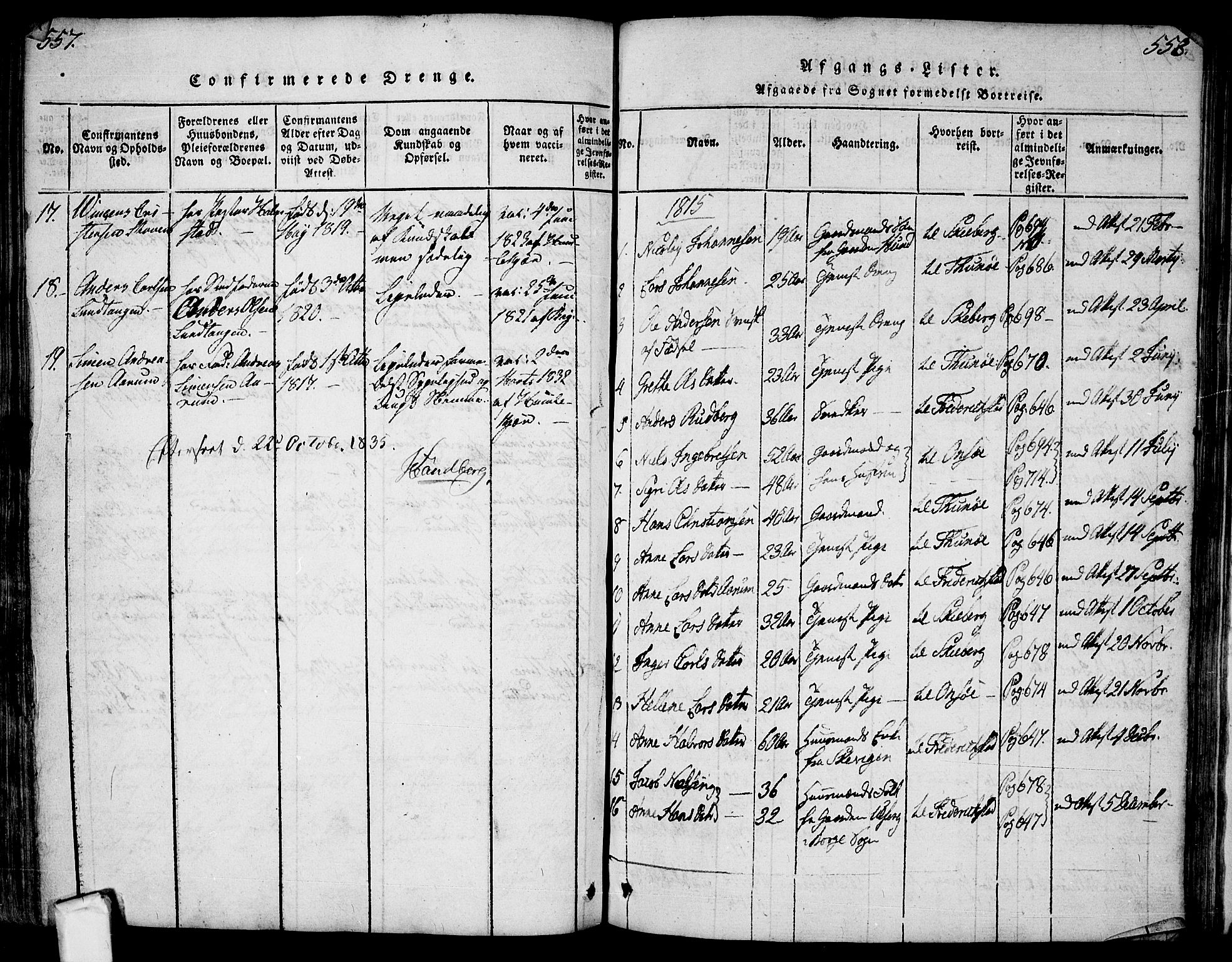 Borge prestekontor Kirkebøker, AV/SAO-A-10903/F/Fa/L0003: Parish register (official) no. I 3, 1815-1836, p. 557-558