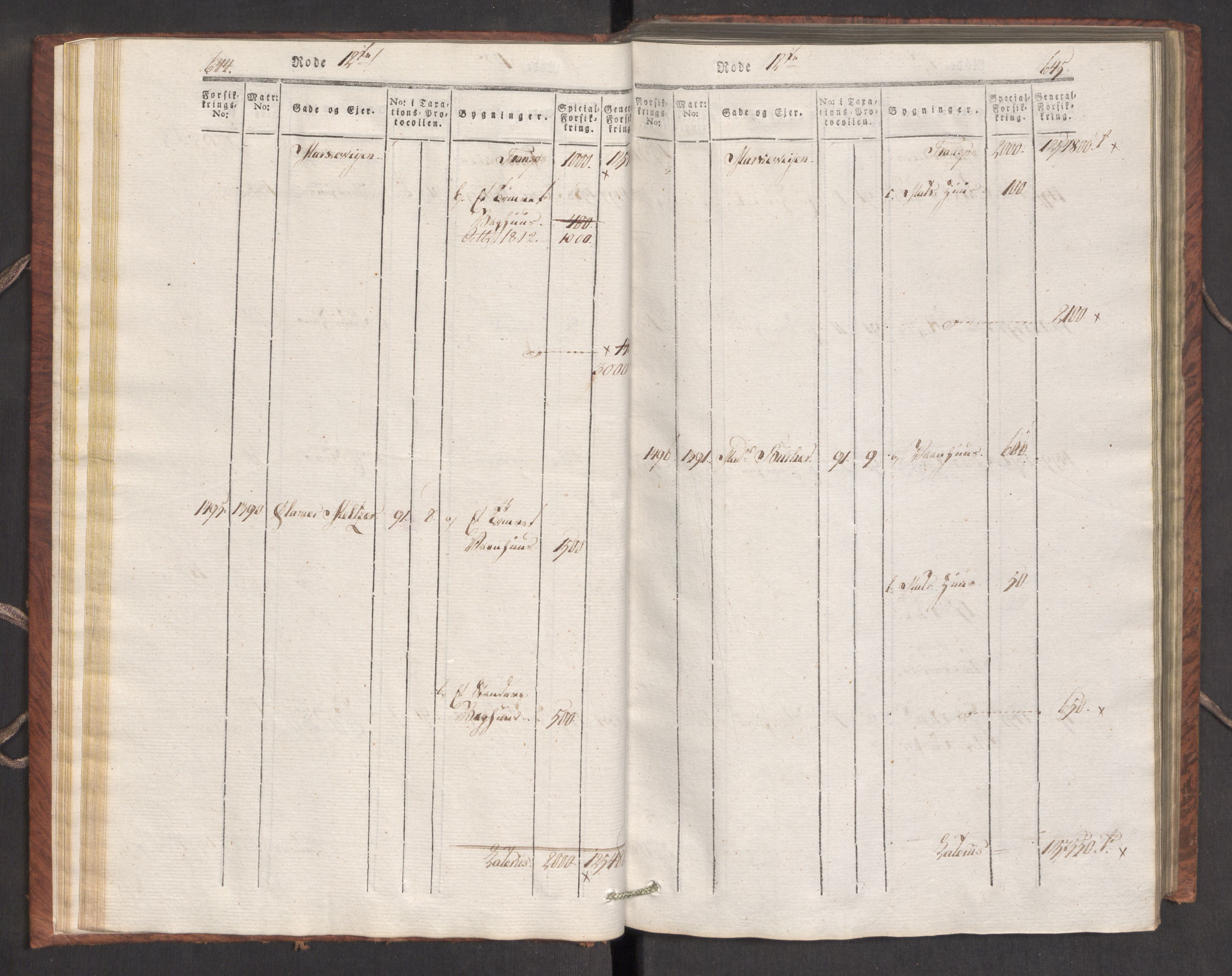 Kommersekollegiet, Brannforsikringskontoret 1767-1814, AV/RA-EA-5458/F/Fa/L0007/0002: Bergen / Branntakstprotokoll, 1807-1817, p. 644-645