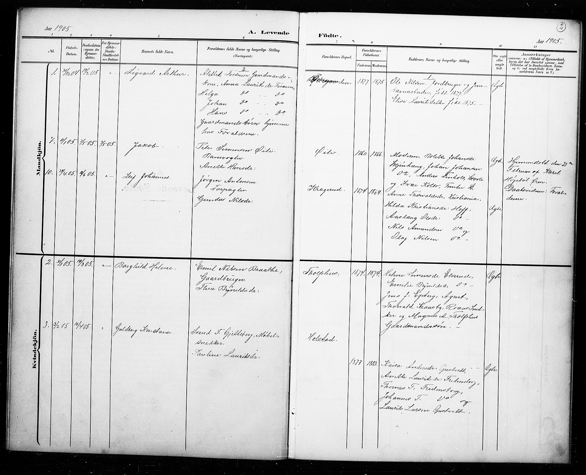 Hobøl prestekontor Kirkebøker, AV/SAO-A-2002/G/Ga/L0001: Parish register (copy) no. I 1, 1905-1927, p. 2