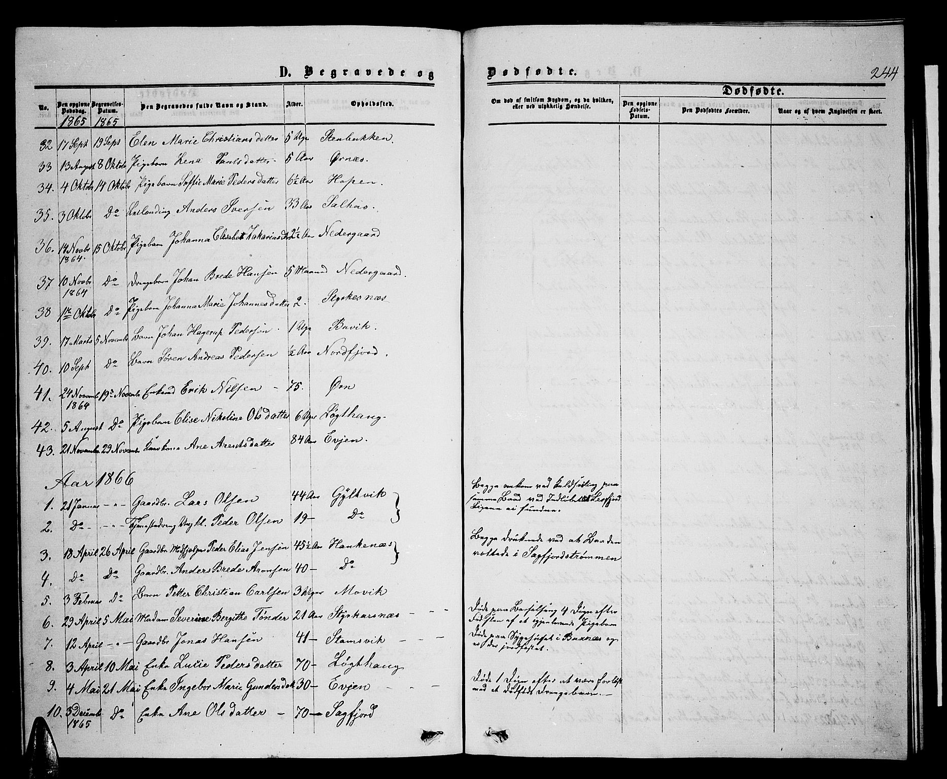 Ministerialprotokoller, klokkerbøker og fødselsregistre - Nordland, AV/SAT-A-1459/853/L0775: Parish register (copy) no. 853C03, 1859-1877, p. 244