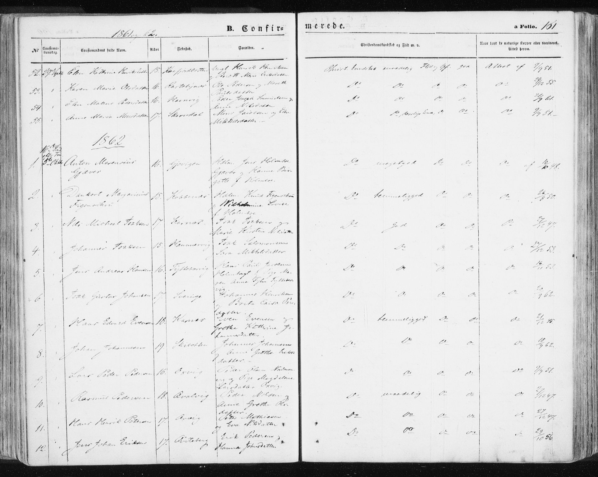 Lyngen sokneprestembete, AV/SATØ-S-1289/H/He/Hea/L0005kirke: Parish register (official) no. 5, 1859-1869, p. 161