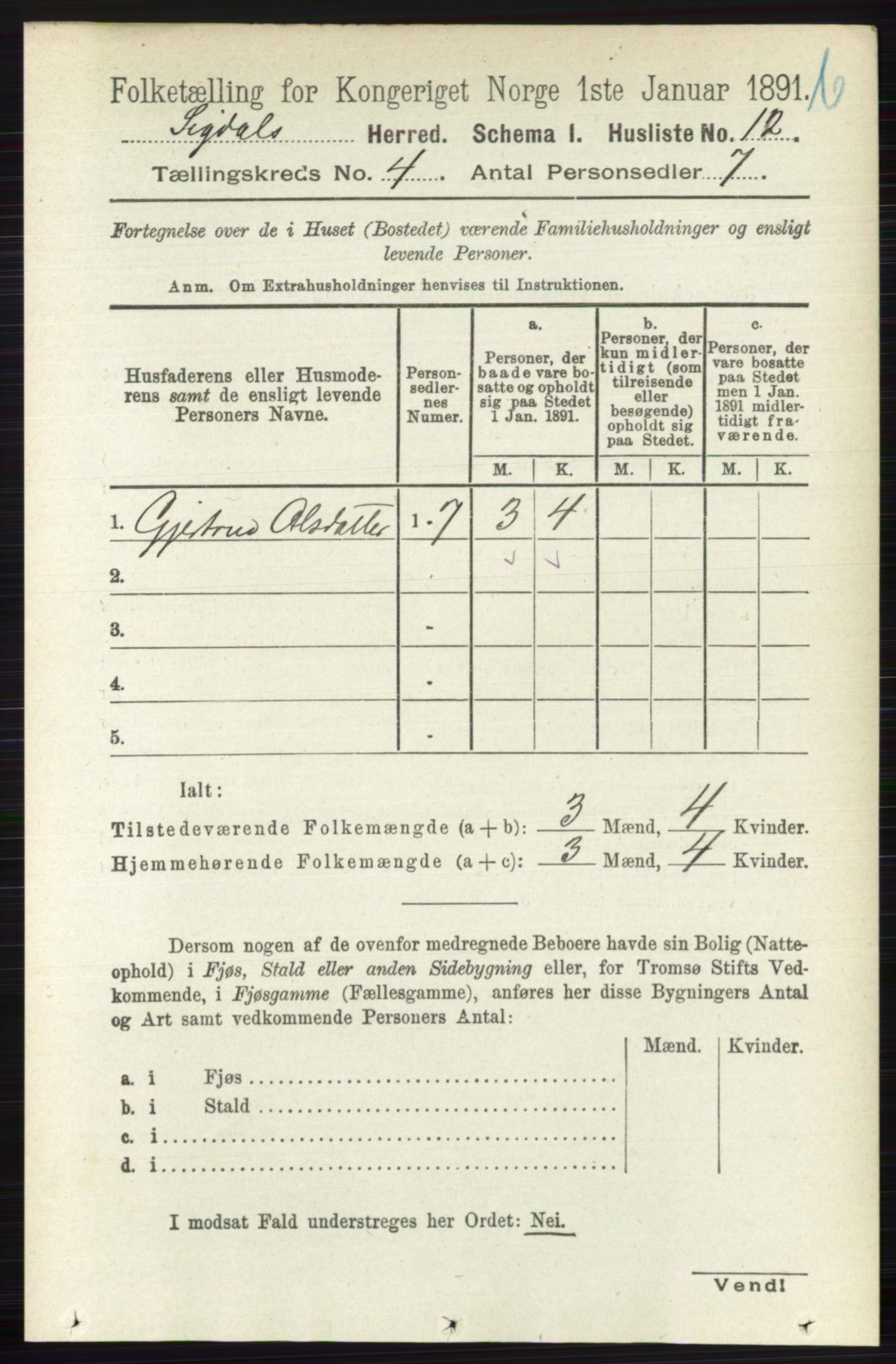 RA, 1891 census for 0621 Sigdal, 1891, p. 4635