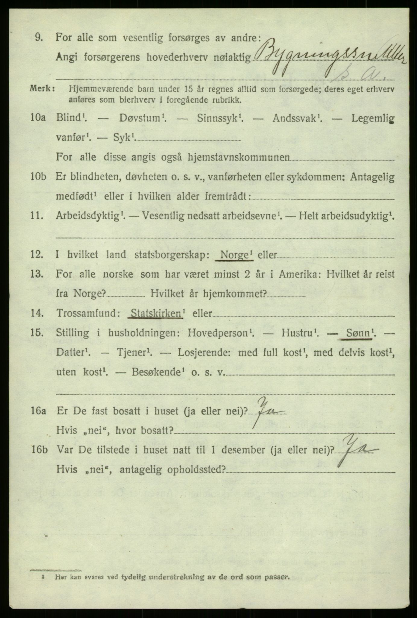 SAB, 1920 census for Gulen, 1920, p. 3874