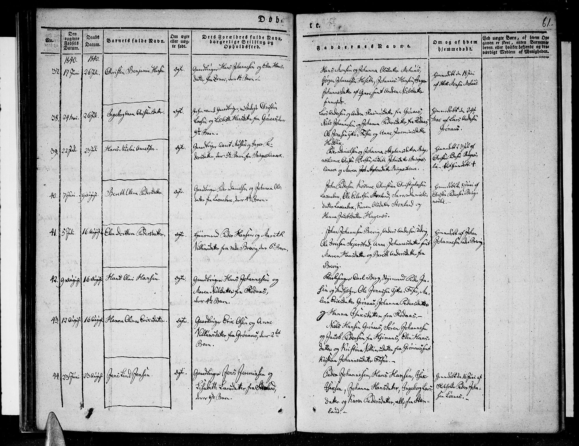 Ministerialprotokoller, klokkerbøker og fødselsregistre - Nordland, AV/SAT-A-1459/852/L0737: Parish register (official) no. 852A07, 1833-1849, p. 61