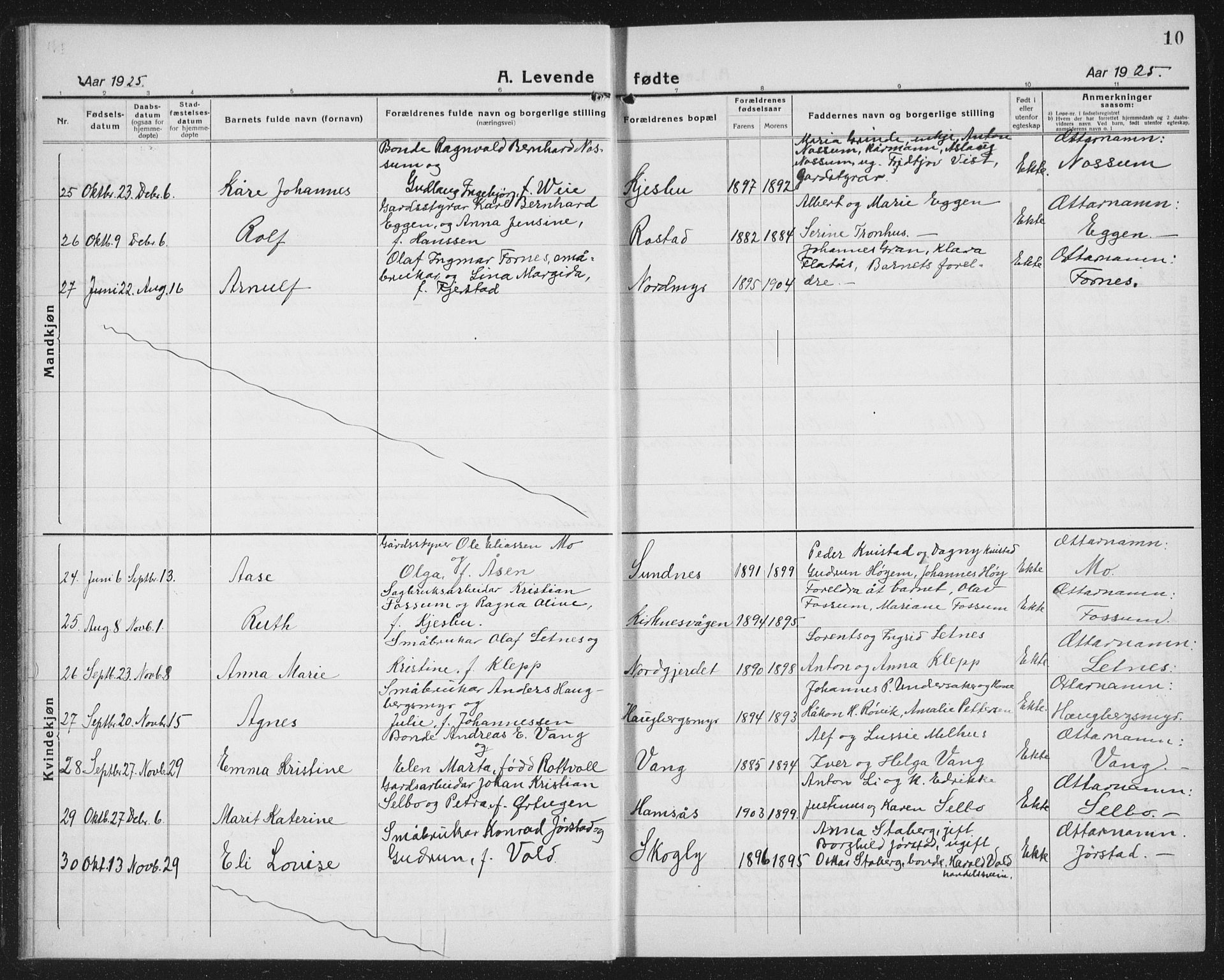 Ministerialprotokoller, klokkerbøker og fødselsregistre - Nord-Trøndelag, SAT/A-1458/730/L0303: Parish register (copy) no. 730C06, 1924-1933, p. 10
