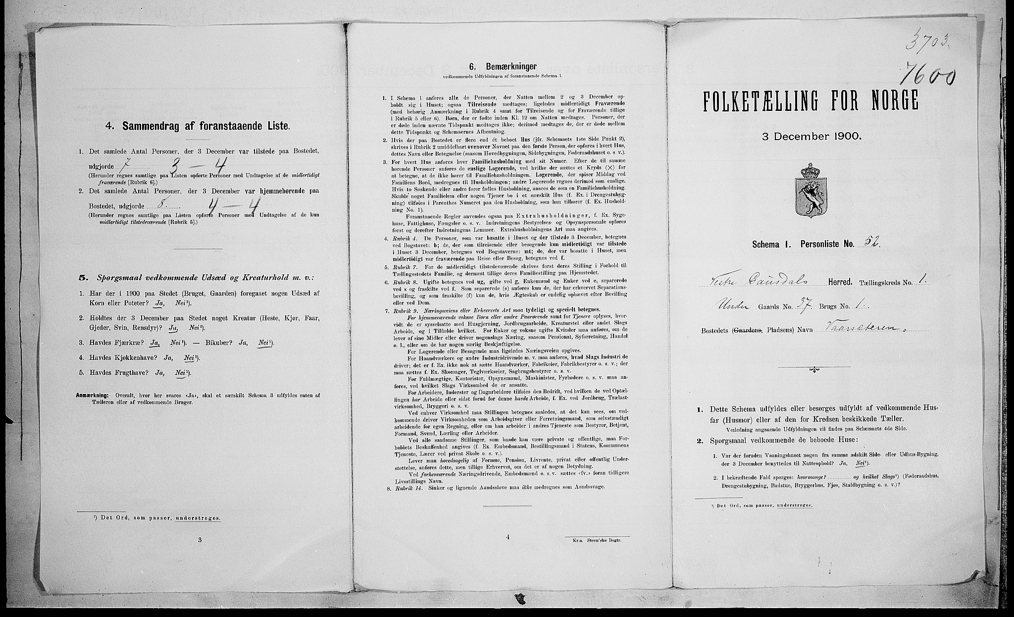 SAH, 1900 census for Vestre Gausdal, 1900, p. 38