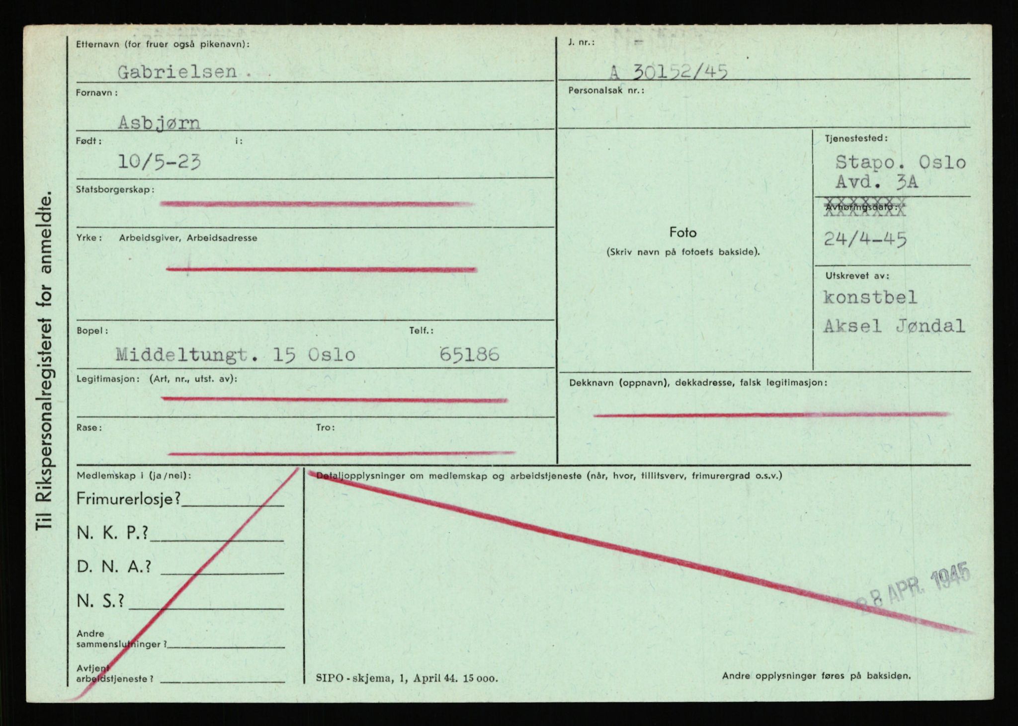 Statspolitiet - Hovedkontoret / Osloavdelingen, AV/RA-S-1329/C/Ca/L0005: Furali - Hamula, 1943-1945, p. 455