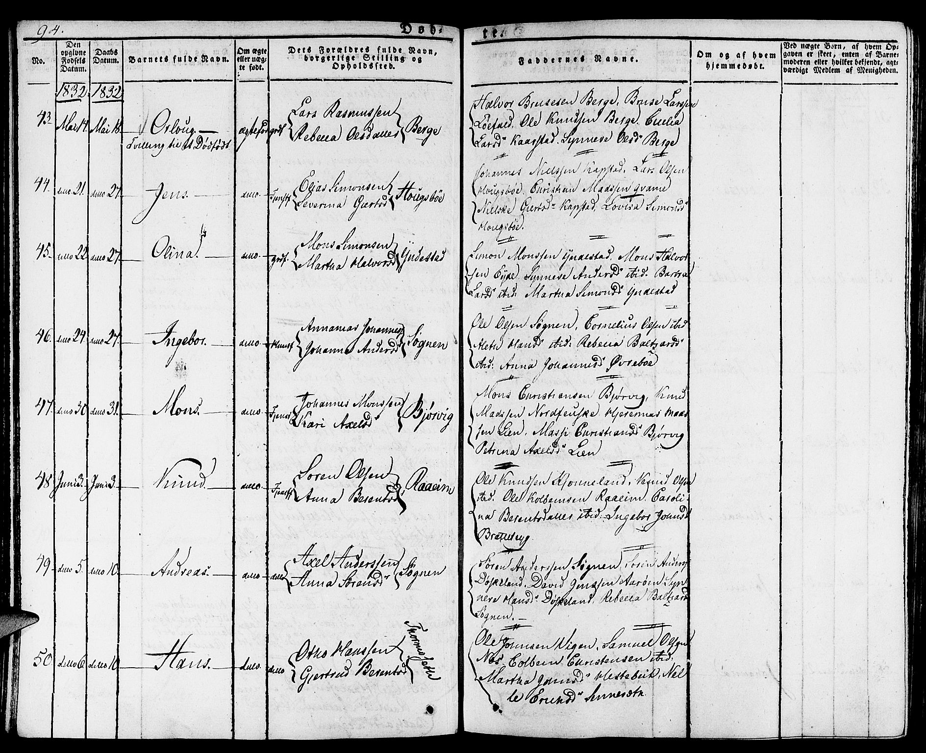 Gaular sokneprestembete, AV/SAB-A-80001/H/Haa: Parish register (official) no. A 3, 1821-1840, p. 94