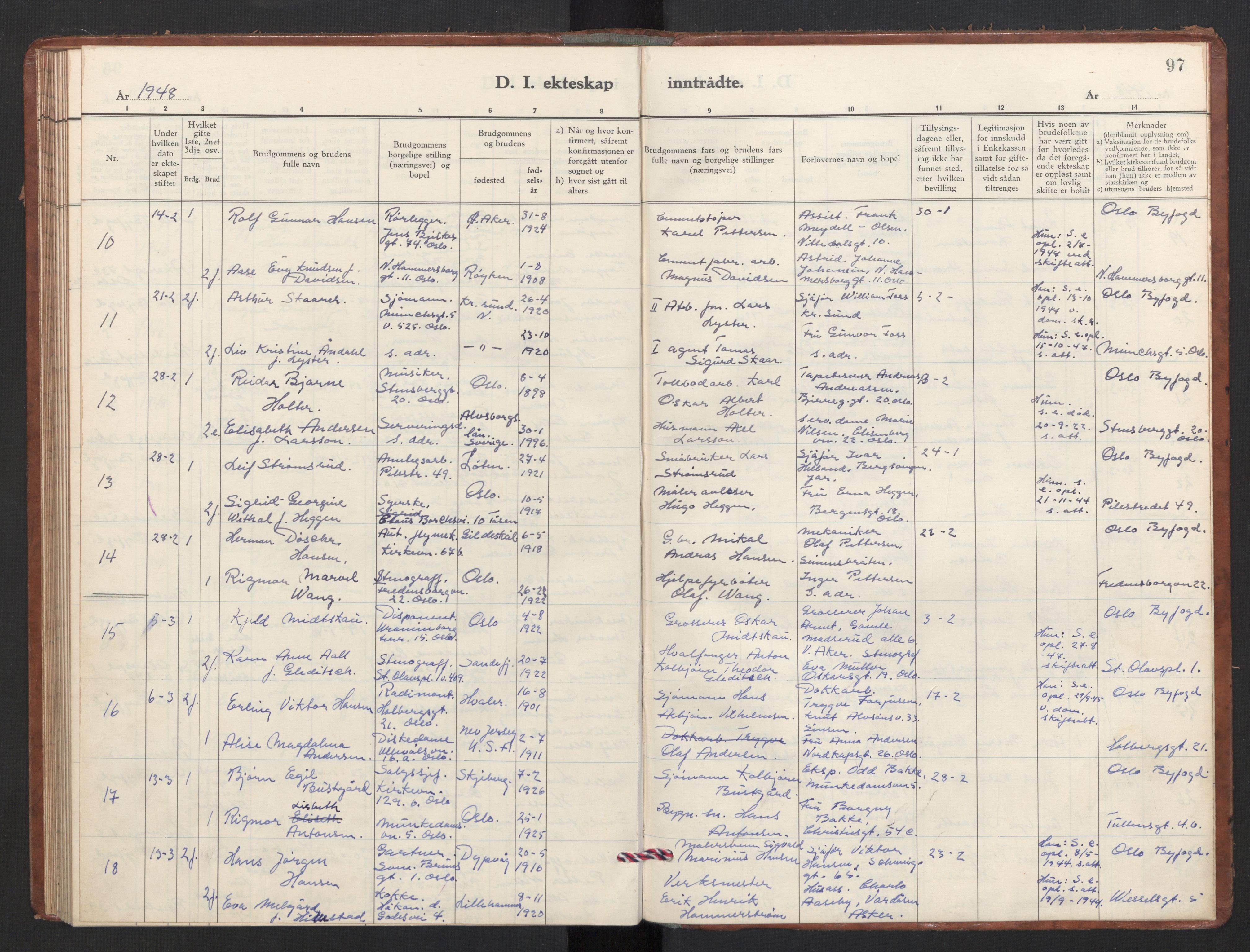 Trefoldighet prestekontor Kirkebøker, AV/SAO-A-10882/F/Fg/L0003: Parish register (official) no. VII 3, 1940-1948, p. 97