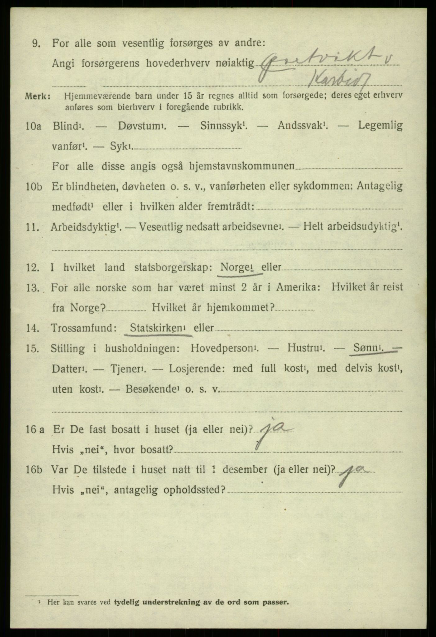 SAB, 1920 census for Odda, 1920, p. 4722