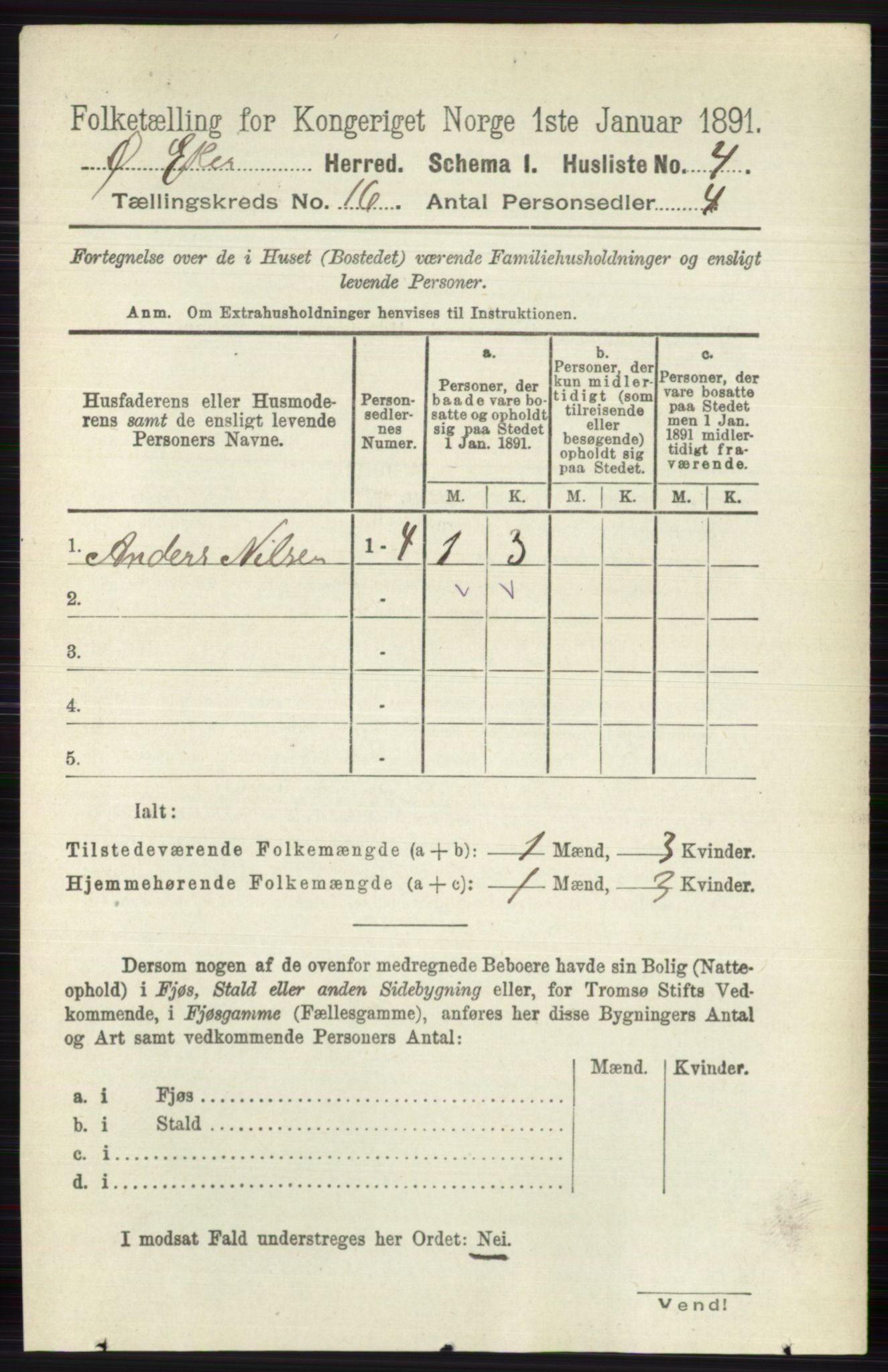 RA, 1891 census for 0624 Øvre Eiker, 1891, p. 7631