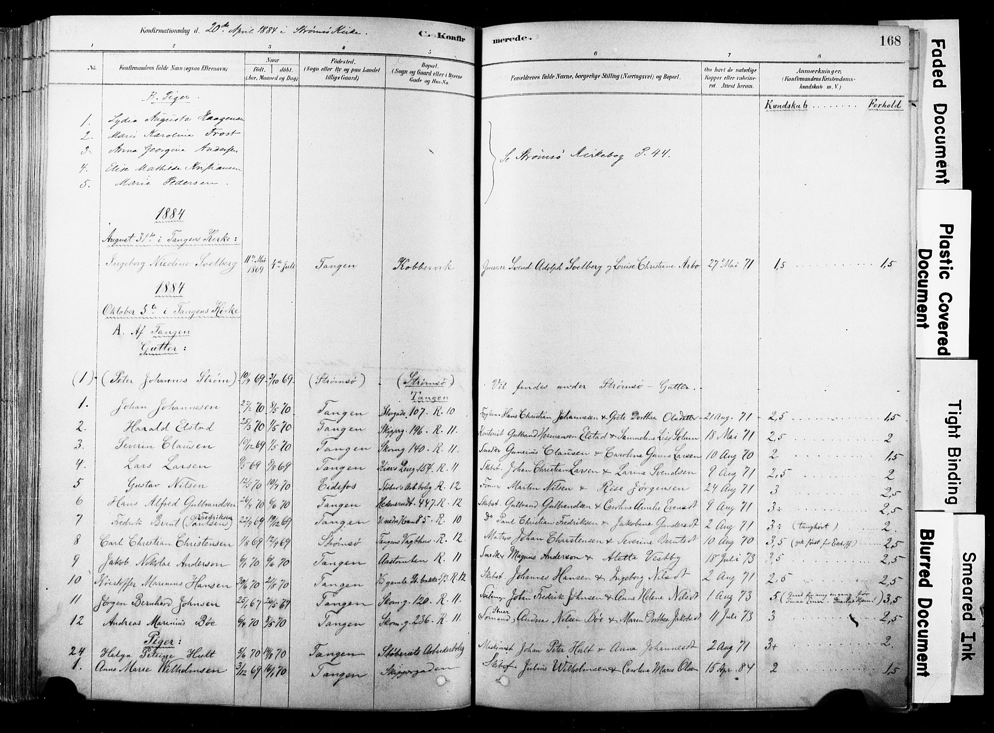 Strømsø kirkebøker, AV/SAKO-A-246/F/Fb/L0006: Parish register (official) no. II 6, 1879-1910, p. 168