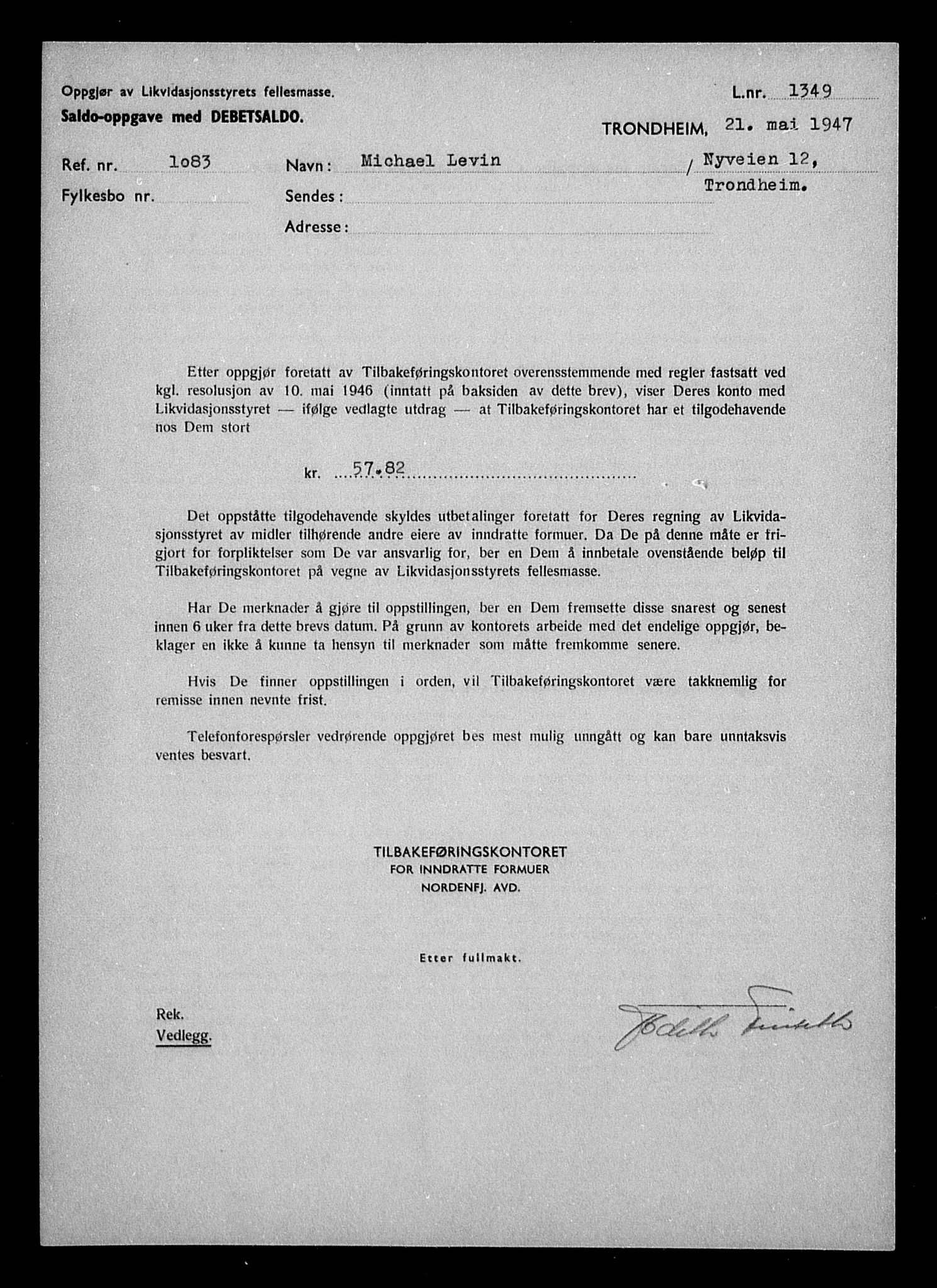 Justisdepartementet, Tilbakeføringskontoret for inndratte formuer, AV/RA-S-1564/H/Hc/Hca/L0903: --, 1945-1947, p. 92