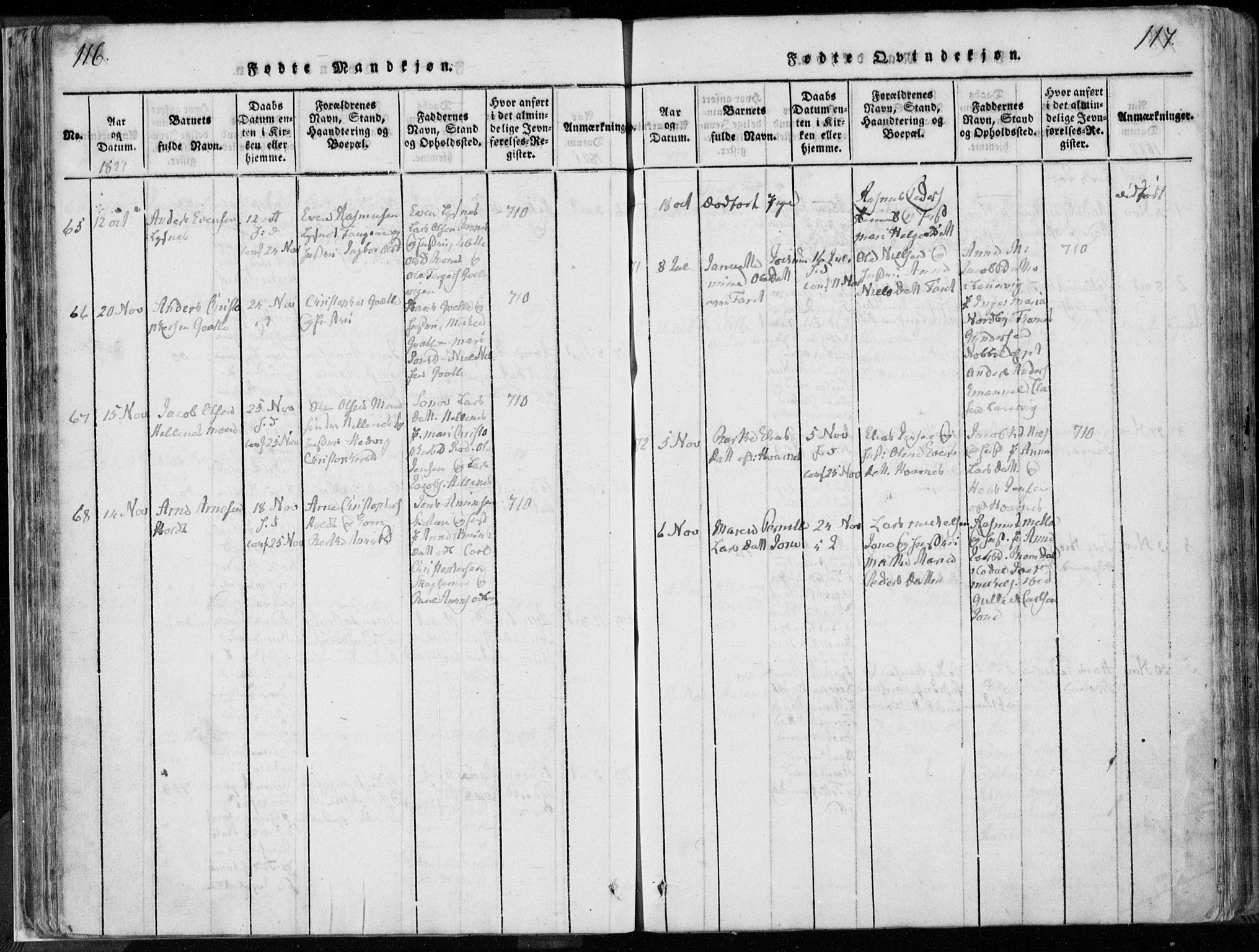 Hedrum kirkebøker, SAKO/A-344/F/Fa/L0004: Parish register (official) no. I 4, 1817-1835, p. 116-117
