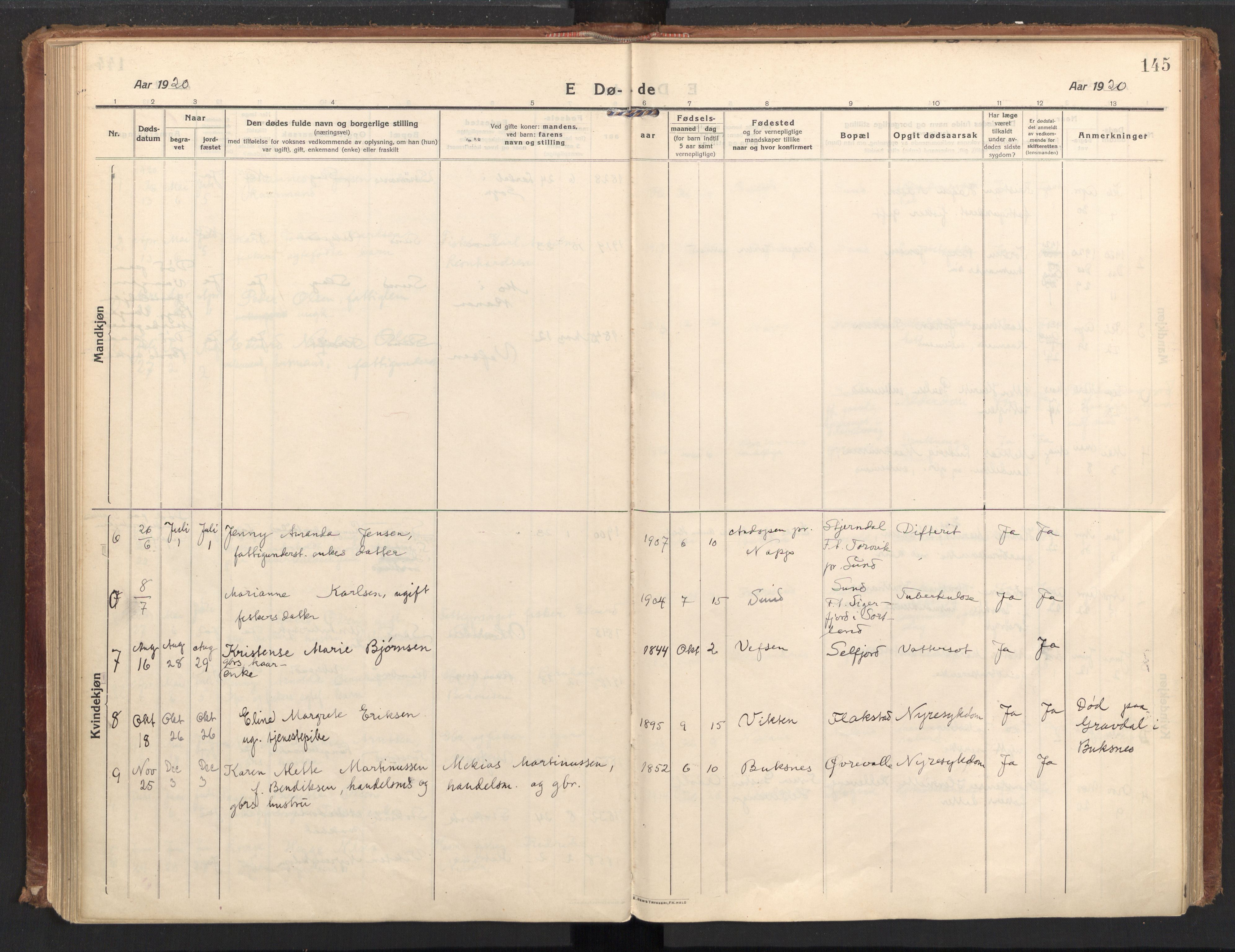 Ministerialprotokoller, klokkerbøker og fødselsregistre - Nordland, AV/SAT-A-1459/885/L1210: Parish register (official) no. 885A10, 1916-1926, p. 145