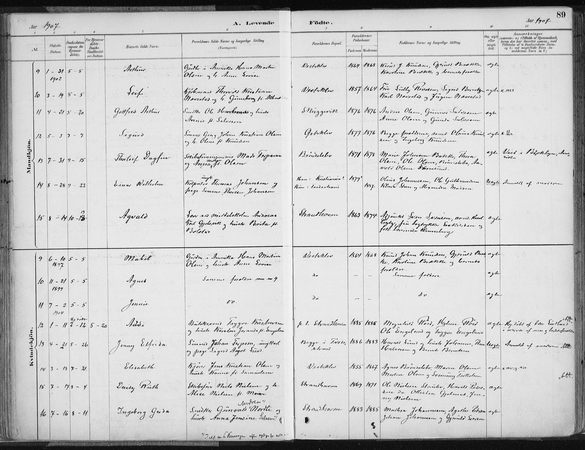 Tvedestrand sokneprestkontor, AV/SAK-1111-0042/F/Fa/L0001: Parish register (official) no. A 1, 1885-1916, p. 89